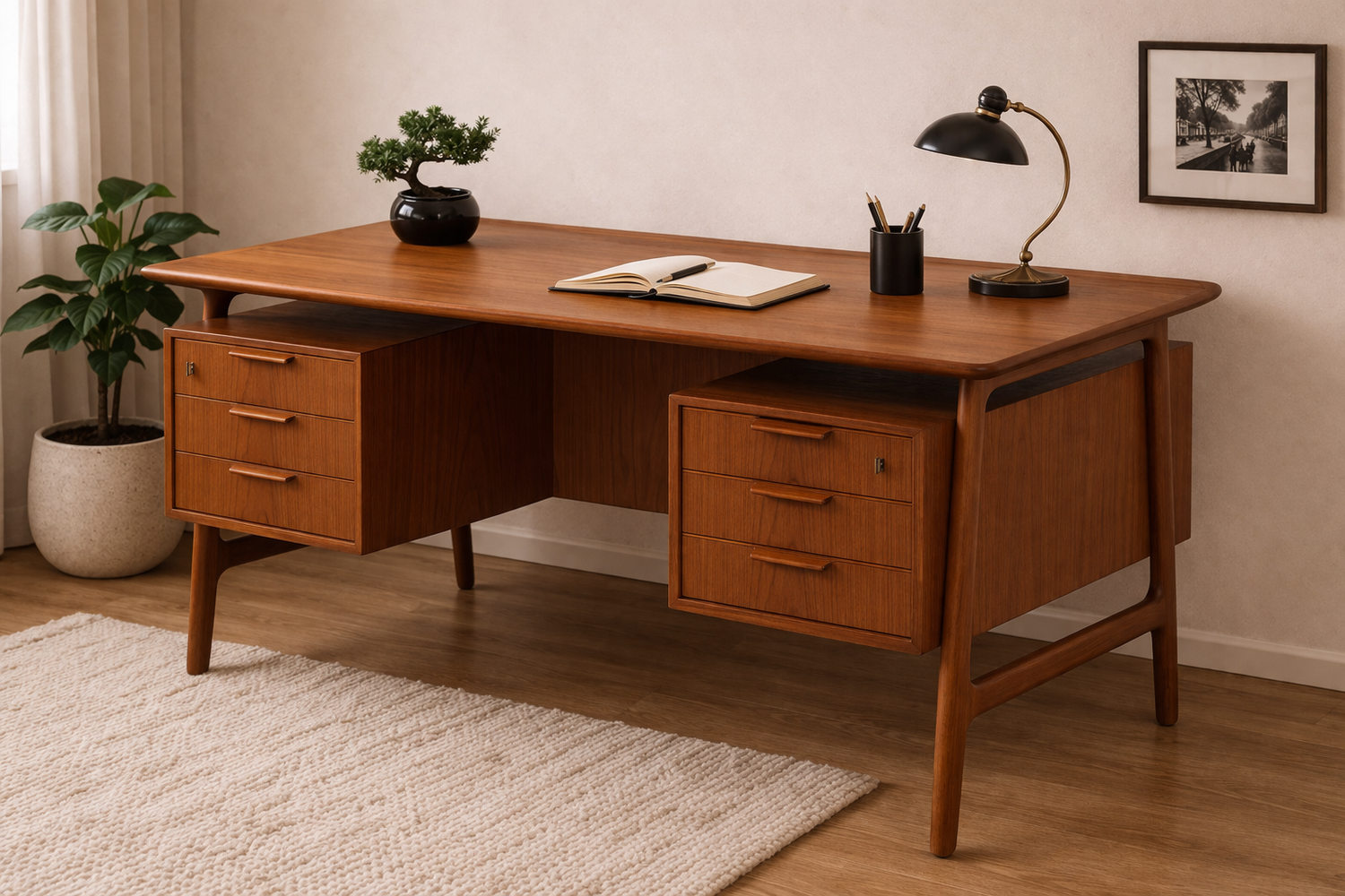 Dänischer Teak Schreibtisch, Vintage Design