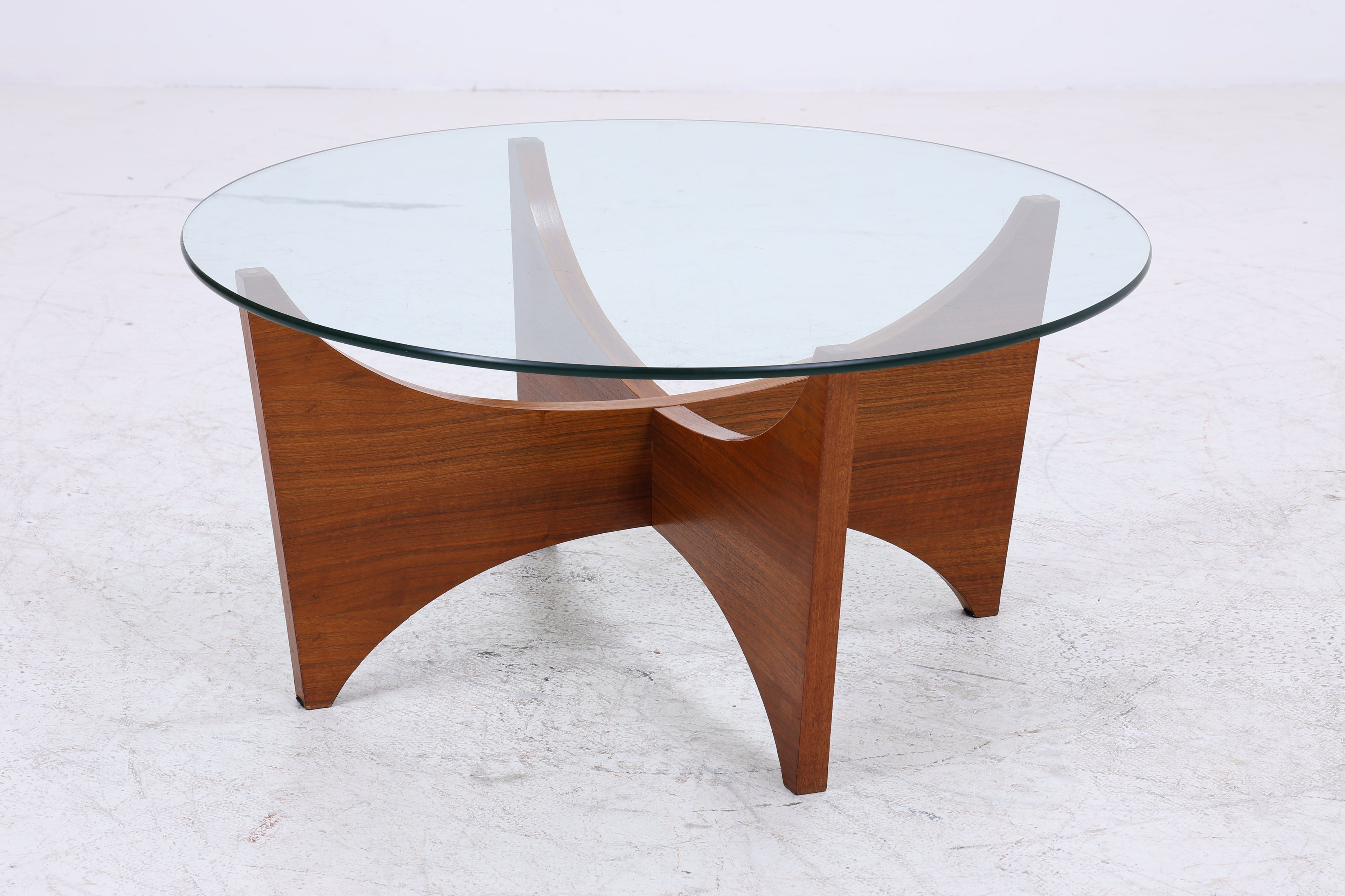 Vintage Couchtisch Glas | Mid Century Coffee Table | 60er Jahre Design | Teak Holz Tisch