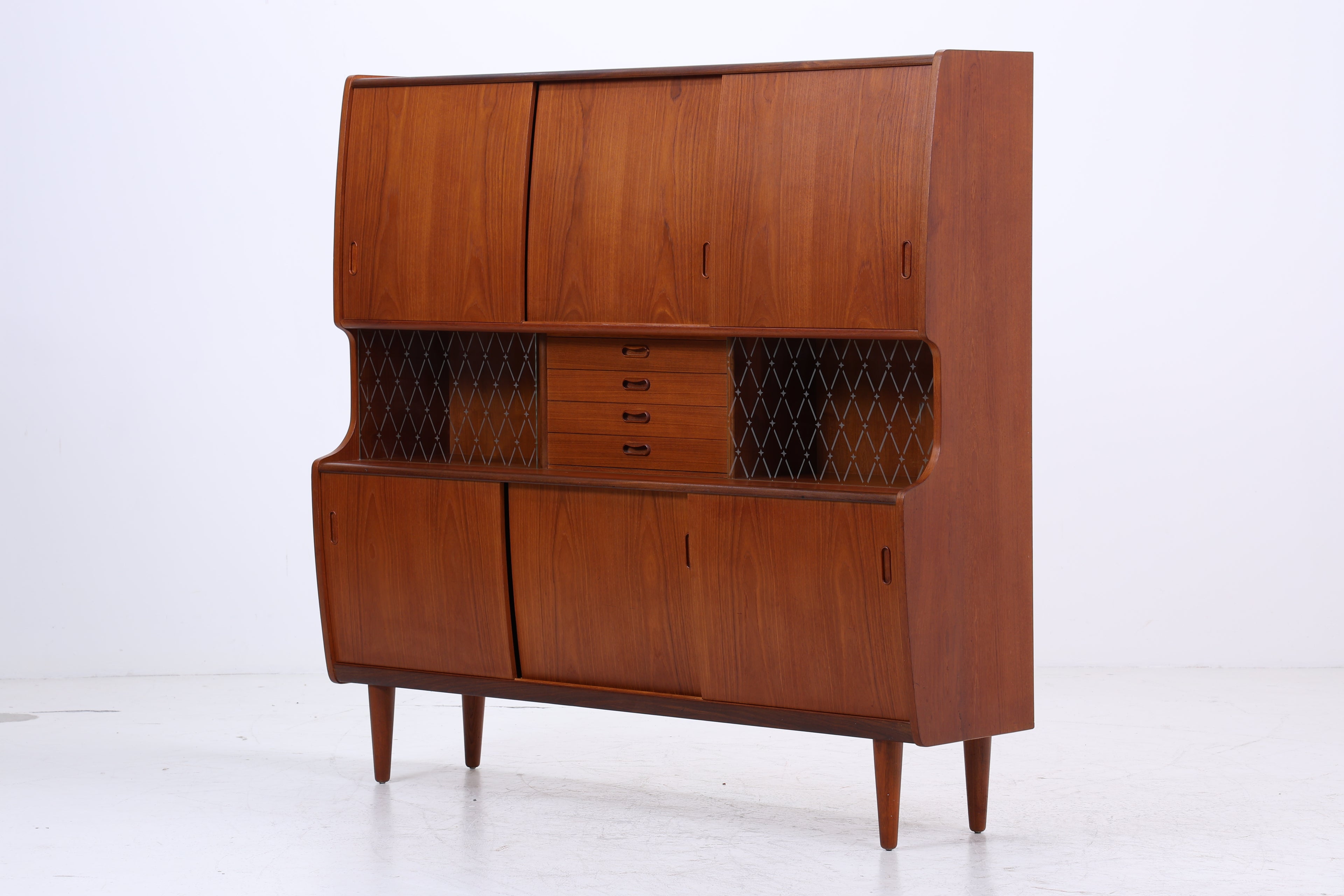 Dänisches Highboard aus Teakholz von Poul M. Jessen, Viby Denmark – Mid Century Danish Design 1960s Vintage Sideboard