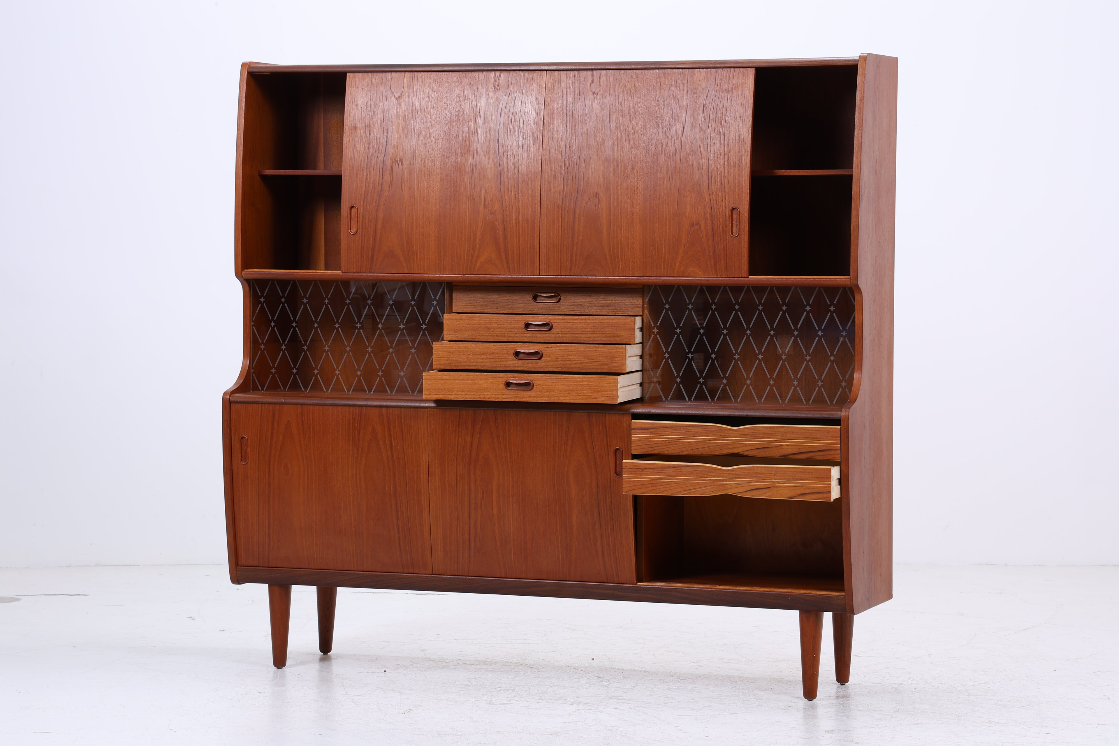 Dänisches Highboard aus Teakholz von Poul M. Jessen, Viby Denmark – Mid Century Danish Design 1960s Vintage Sideboard