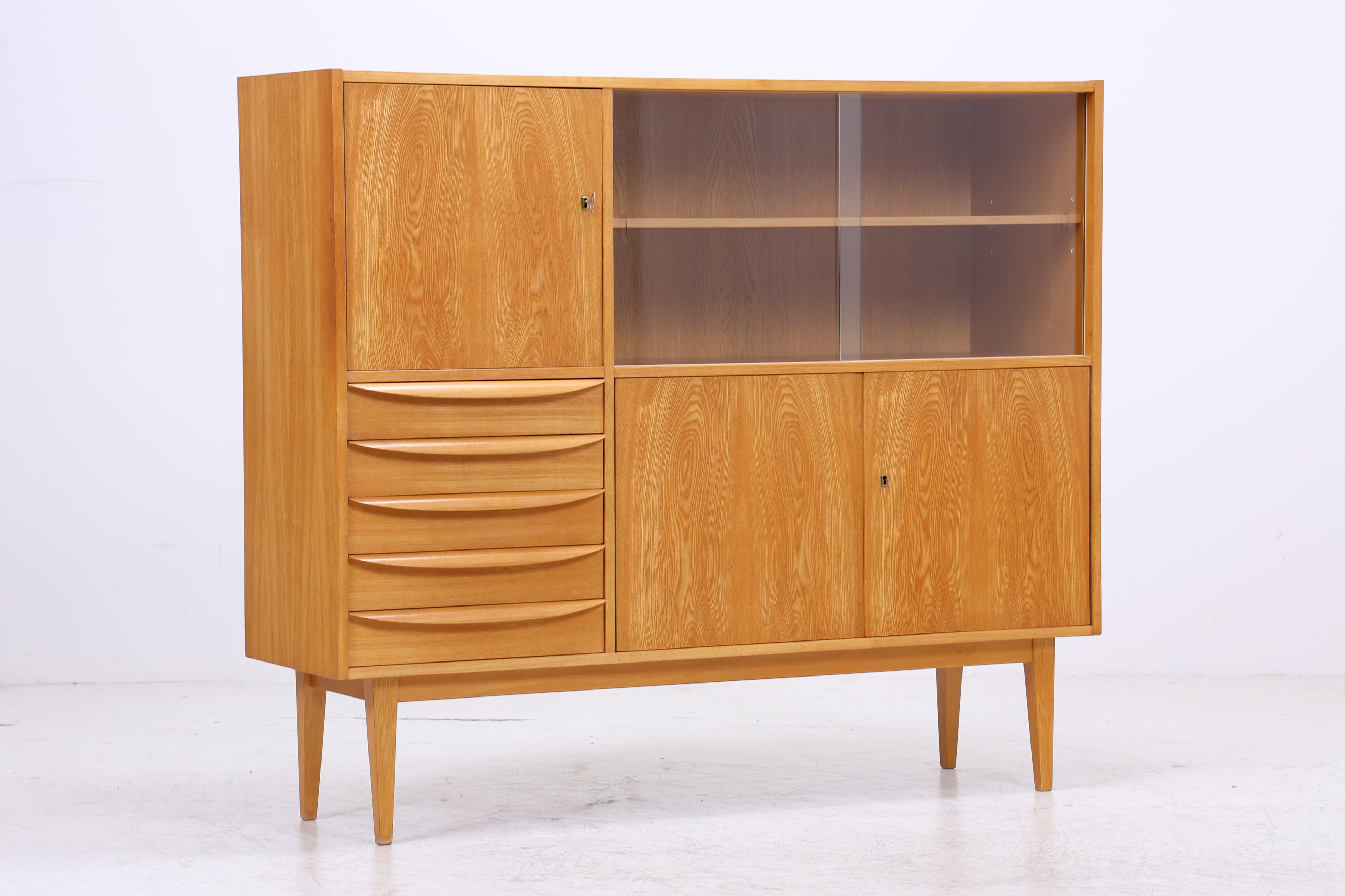 Vintage Highboard 602 von Franz Ehrlich | Hellerau Vitrine | Mid Century Schrank