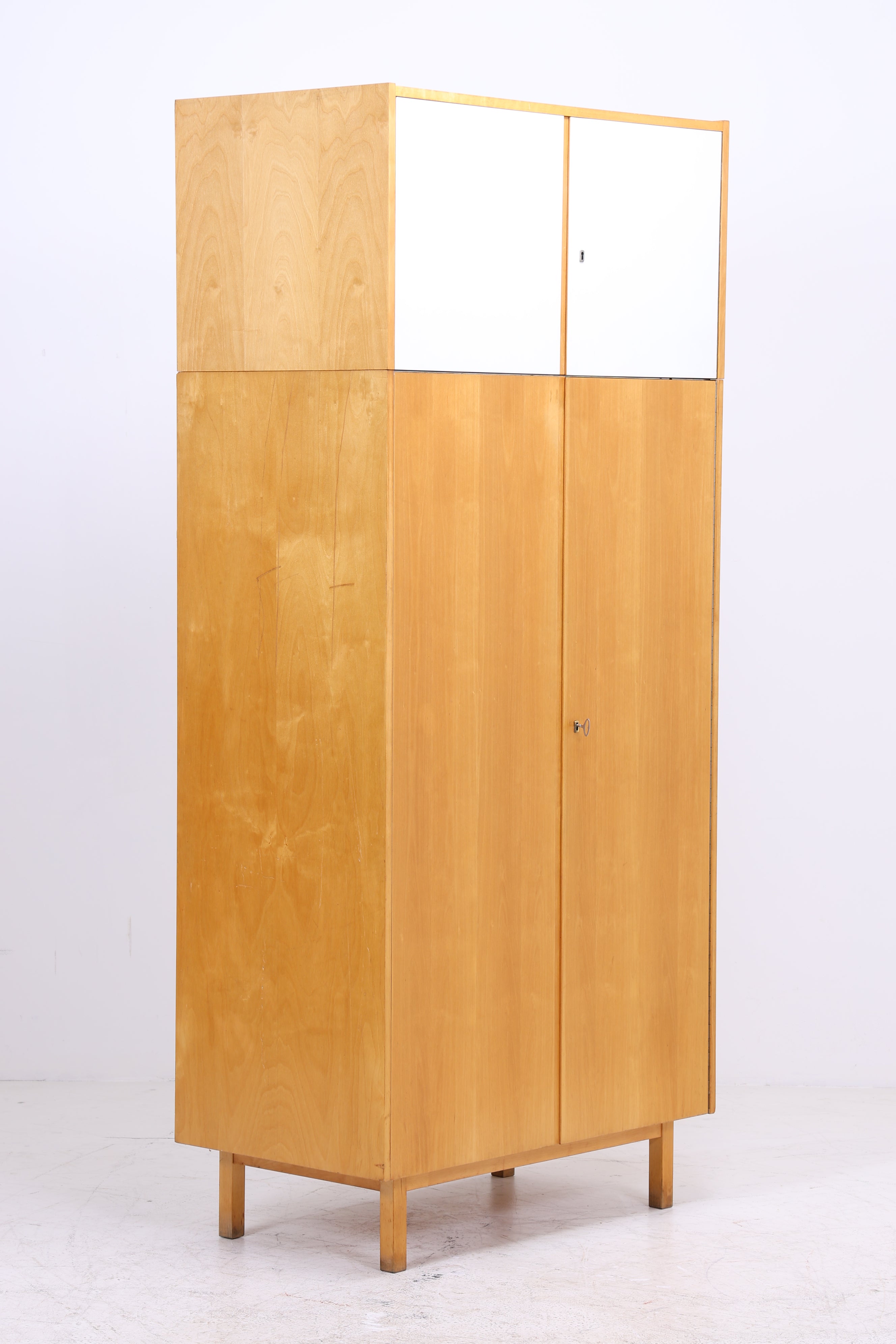 Vintage Hellerau Kleiderschrank | Birke | DDR Design Wäscheschrank | 1964