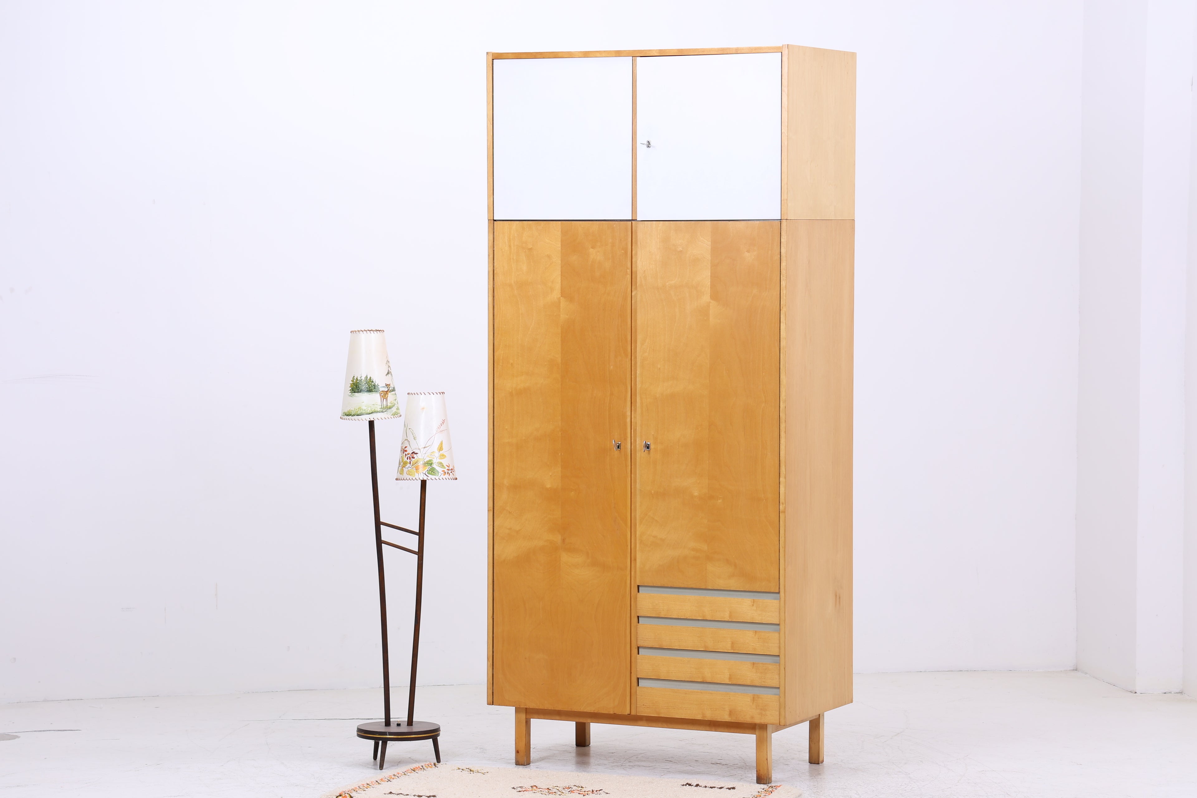 Vintage Hellerau Kleiderschrank | Birke | DDR Design Wäscheschrank | 1964