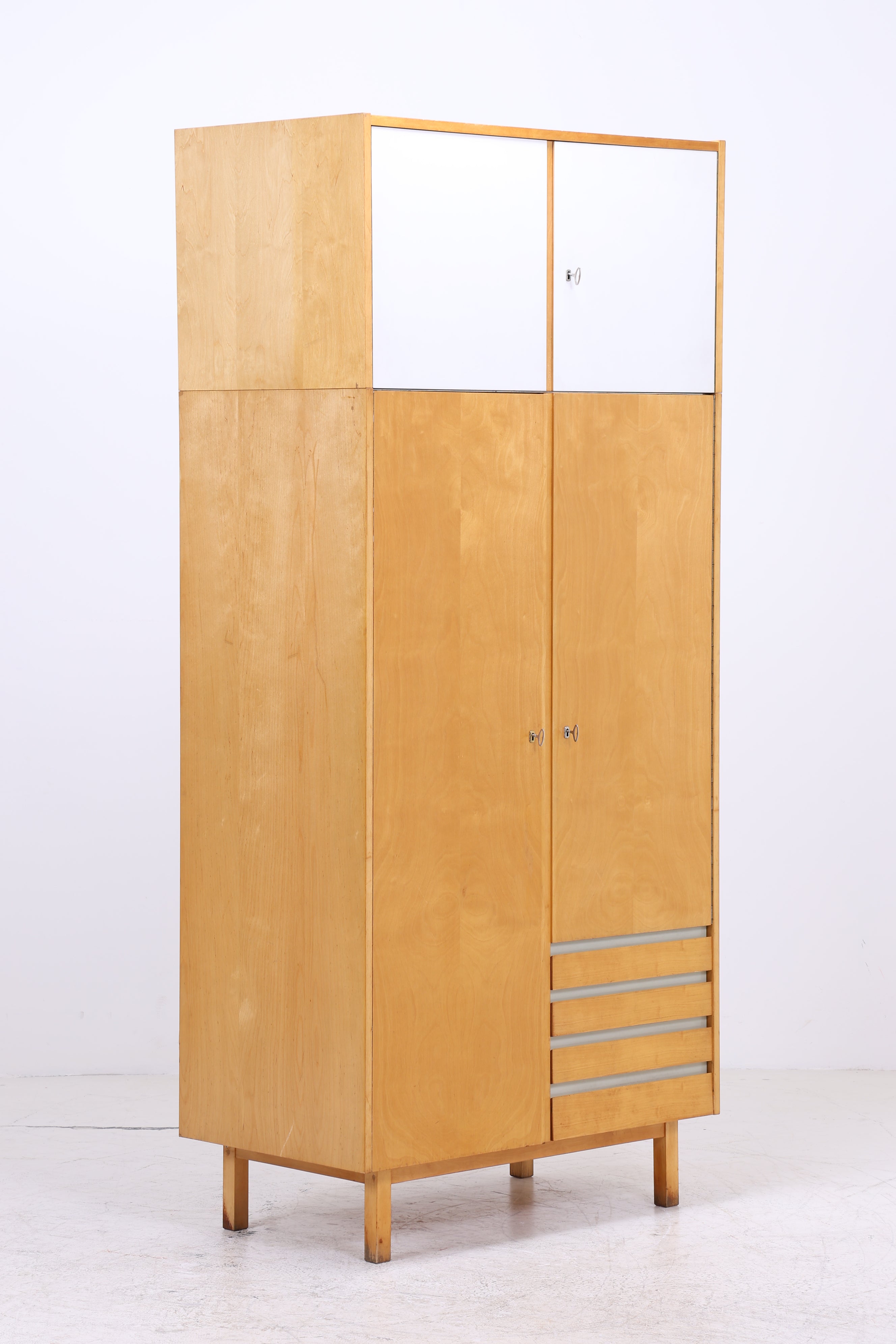 Vintage Hellerau Kleiderschrank | Birke | DDR Design Wäscheschrank | 1964