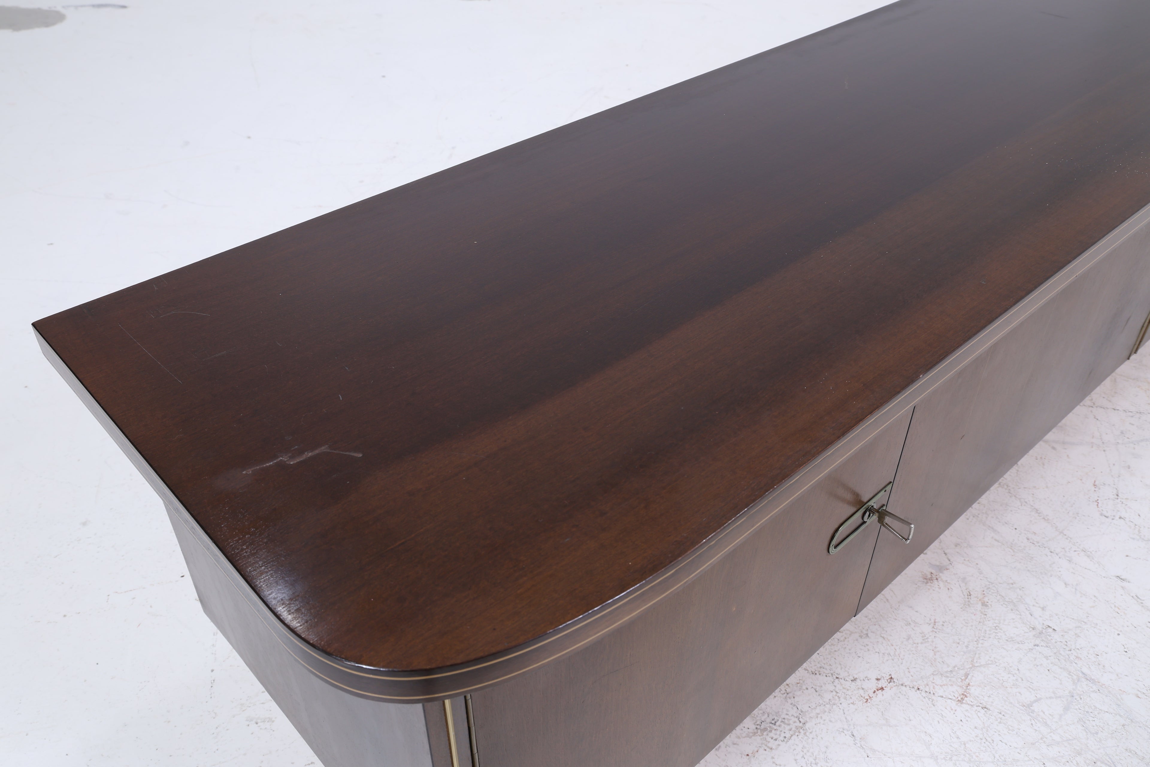 Dunkles Vintage Sideboard 60er Jahre | Mid Century TV Board mit Schubladen & Fächern Kommode Retro Holz Aufbewahrung