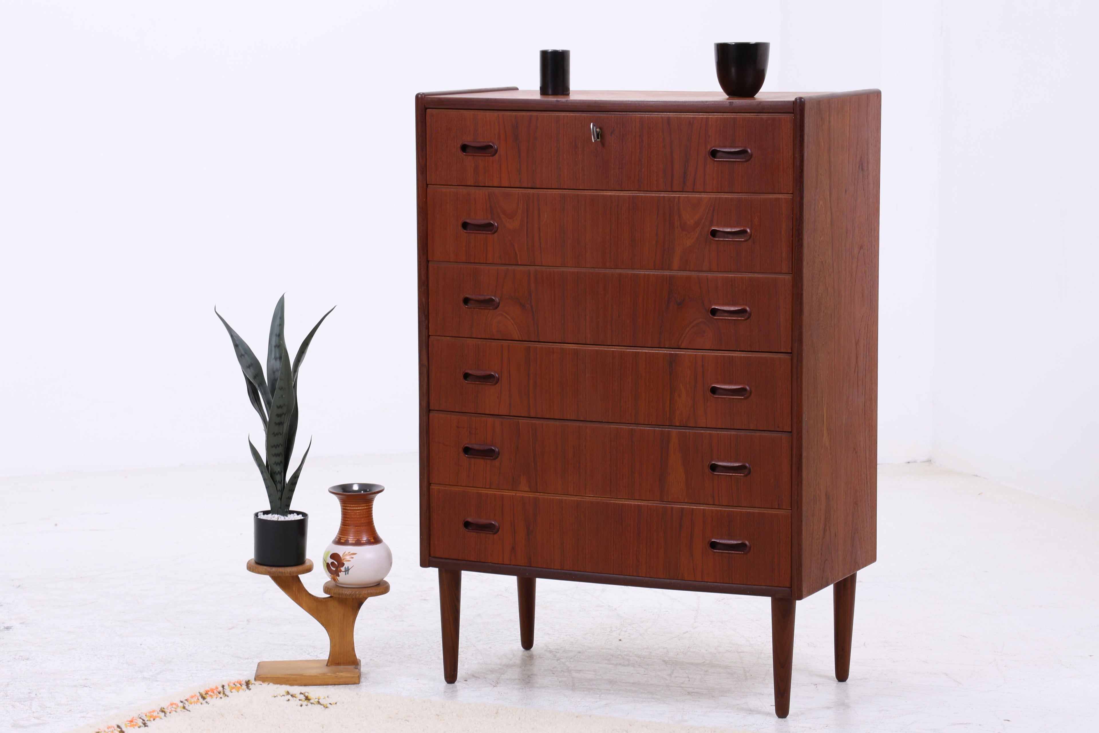 Vintage Teak Kommode | 6 Schubladen | Mid Century Tallboy | 60er Jahre