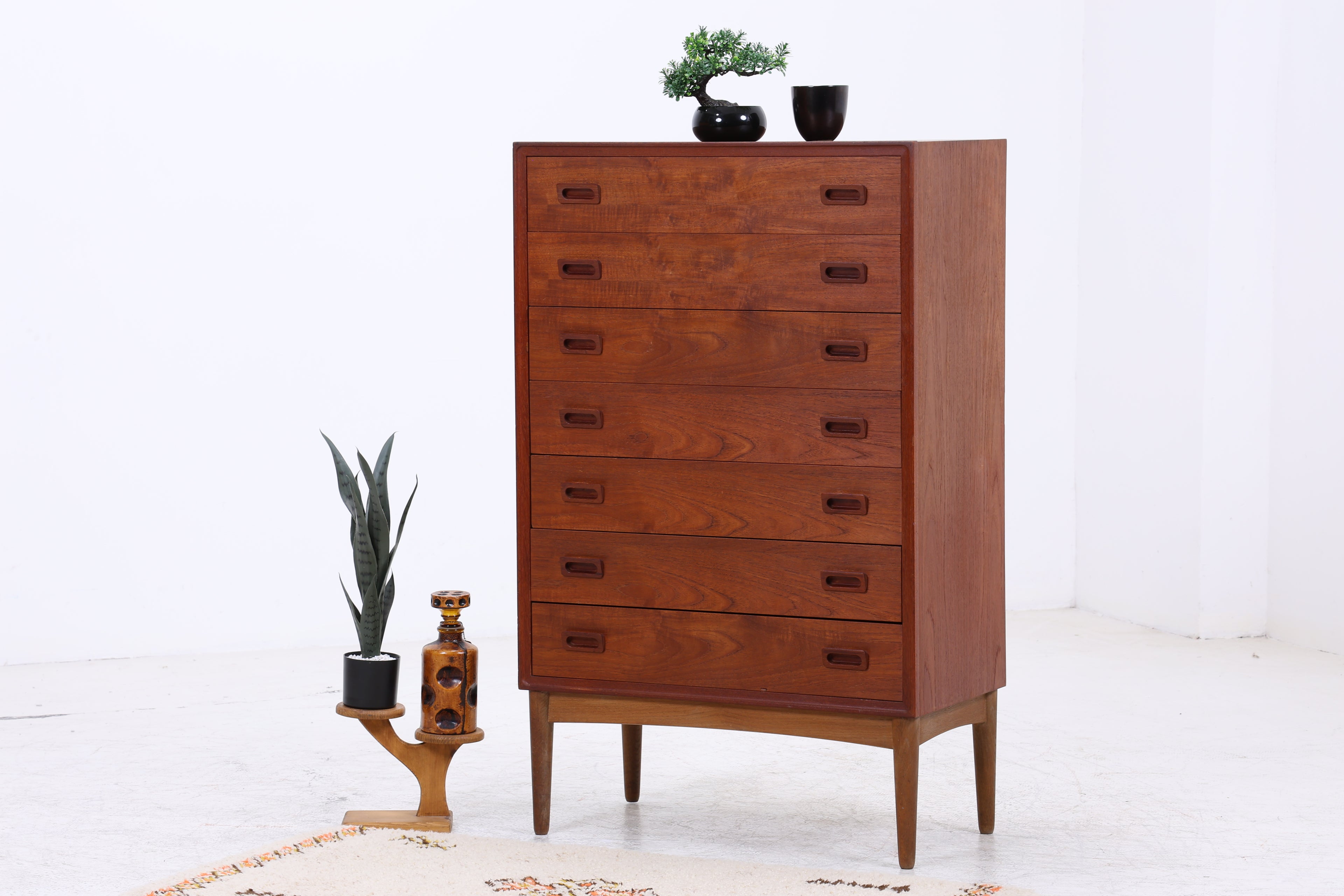 Vintage Teak Tallboy | Mid Century Kommode | 7 Schubladen