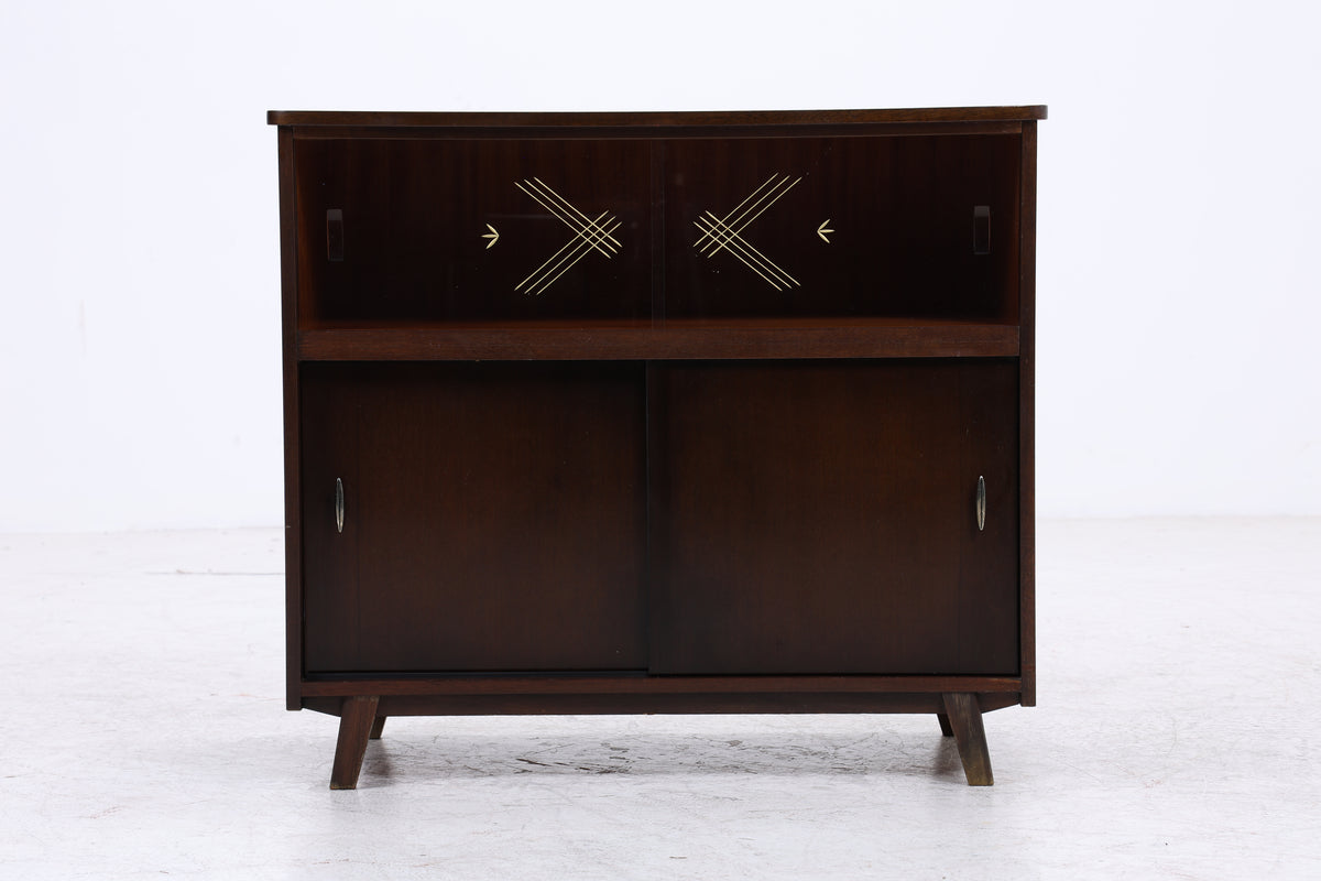 Vintage Kommode | Mid Century | Glasschiebetüren | Stauraumschrank