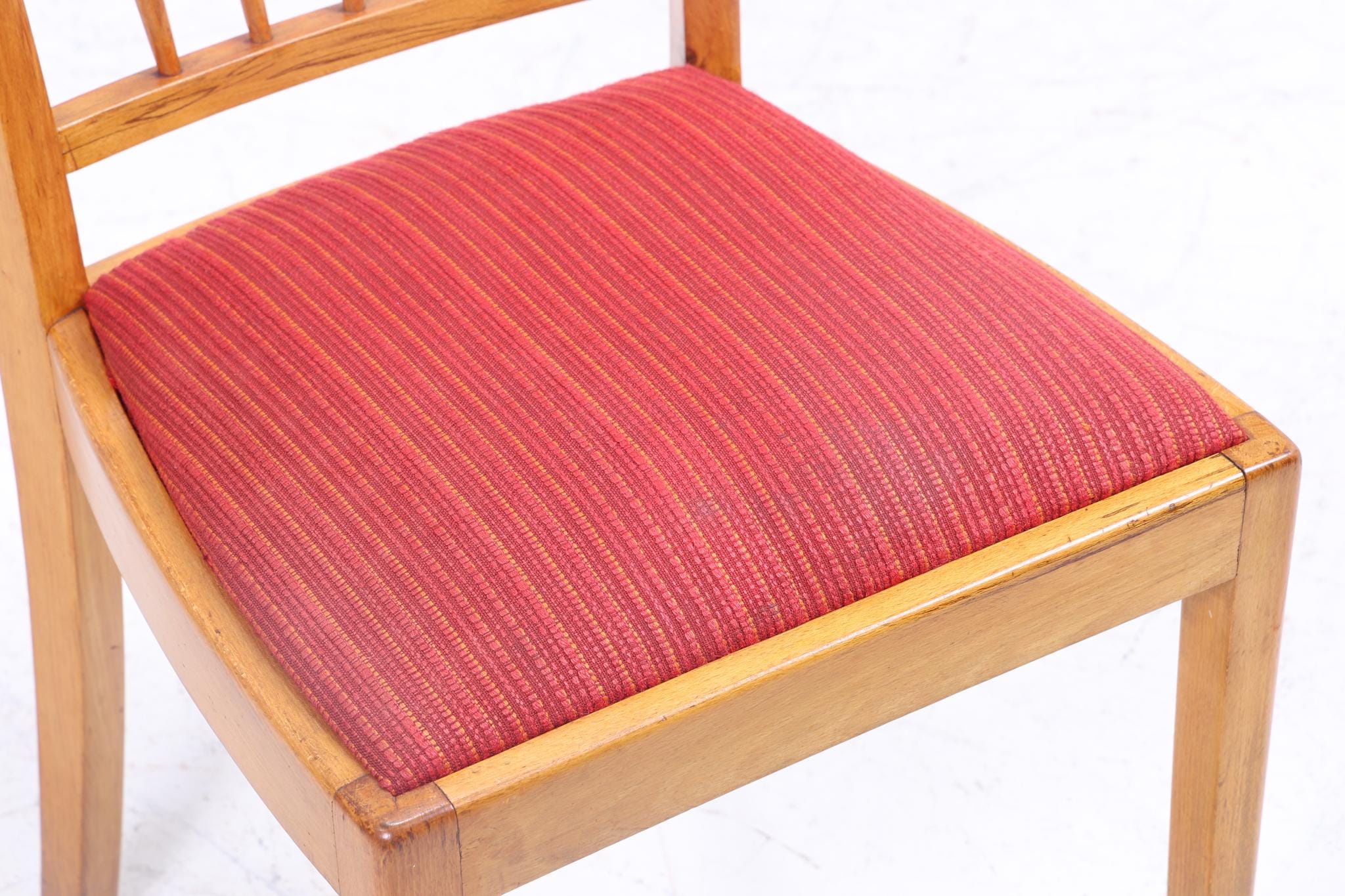 ❌SALE❌ 2er Set Vintage Buche Esszimmer Stühlen | Mid Century Stuhl 60er Jahre | Küchenstuhl Rot Stoff Bezug