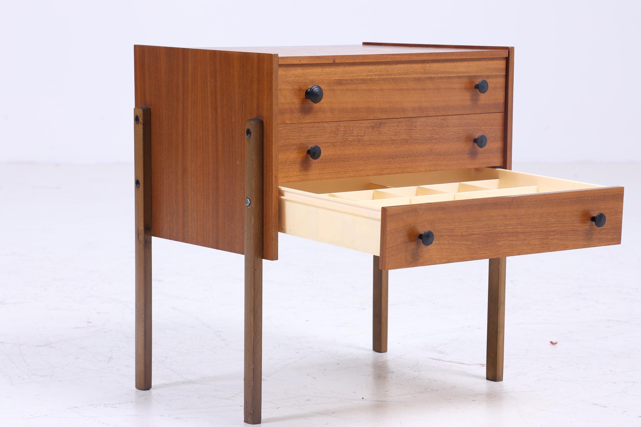 Vintage Nähkasten 60er Jahre | Mid Century Holz Nähtisch mit Schublade Aufbewahrung
