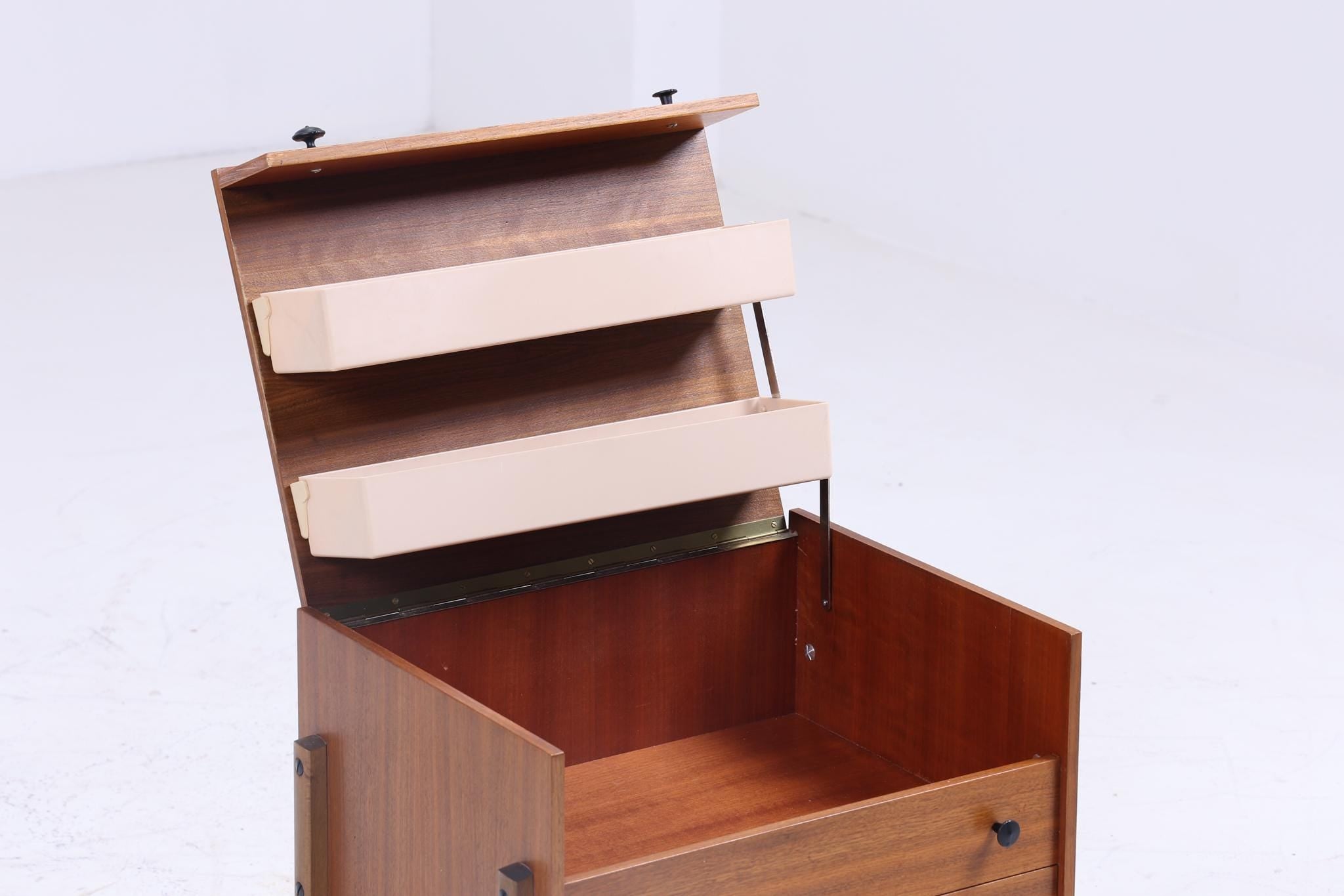 Vintage Nähkasten 60er Jahre | Mid Century Holz Nähtisch mit Schublade Aufbewahrung