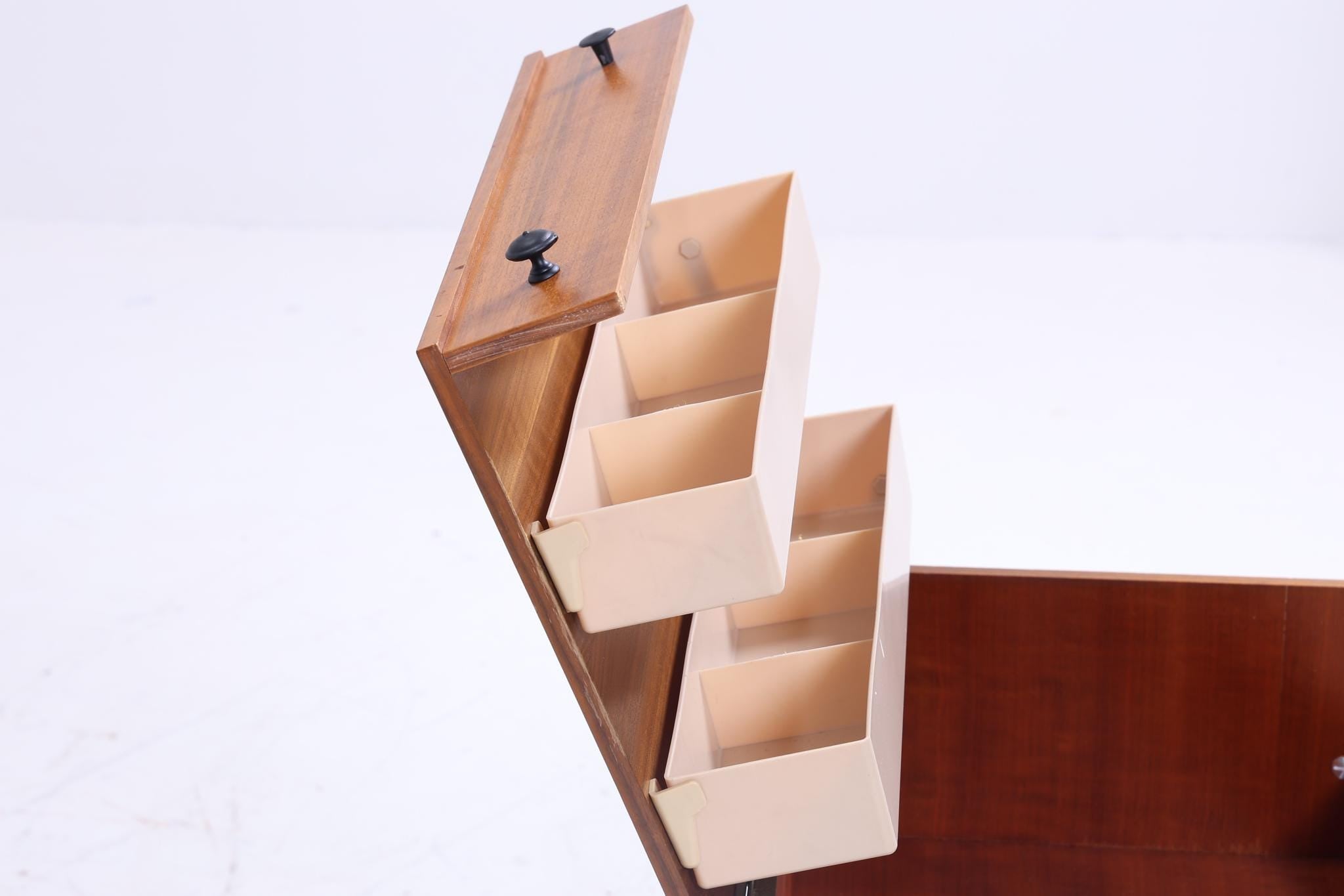 Vintage Nähkasten 60er Jahre | Mid Century Holz Nähtisch mit Schublade Aufbewahrung
