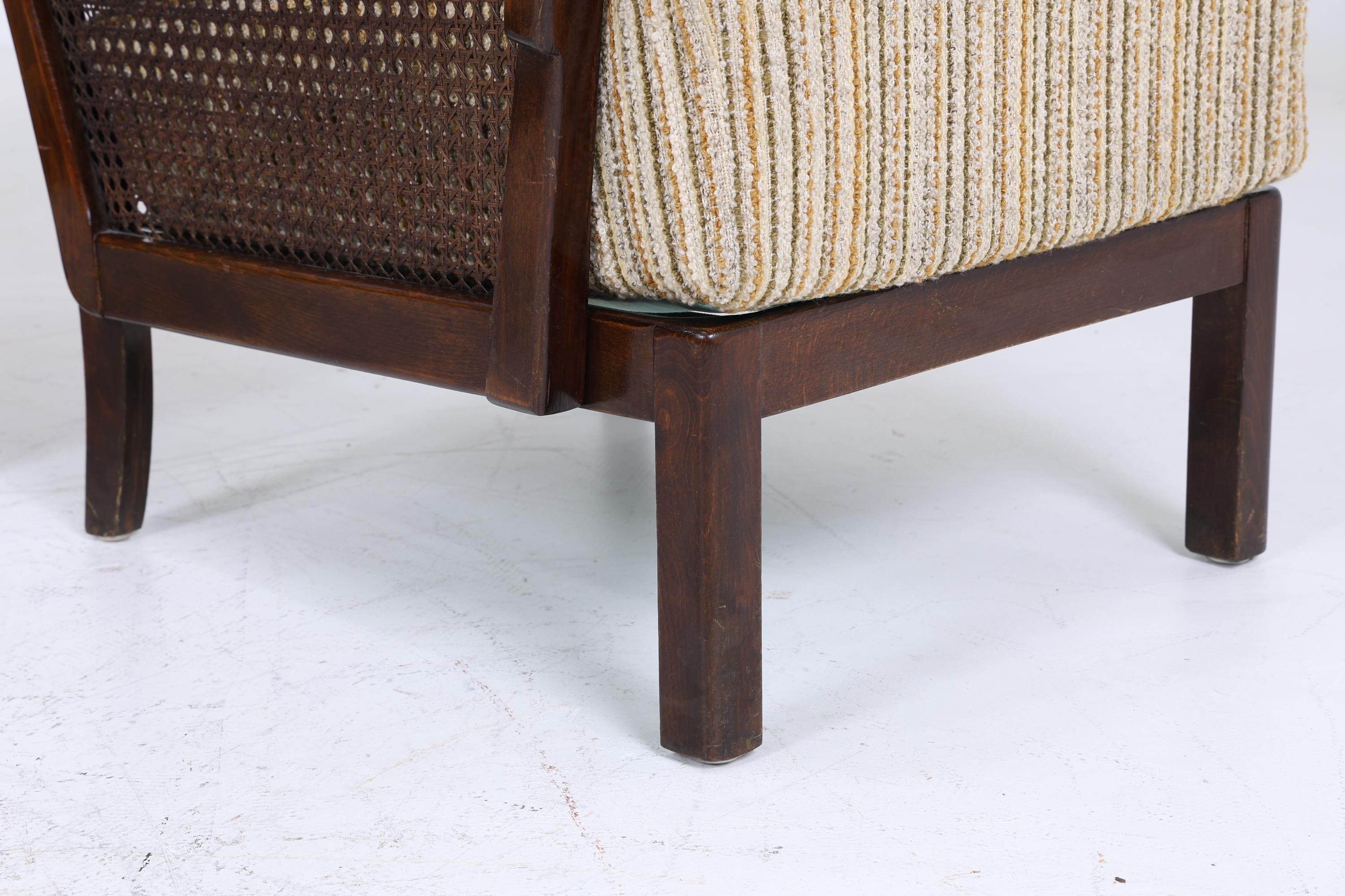 Eleganter Chippendale Sessel aus den 1930ern – Originalbezug, Wiener Geflecht & Federkern | Vintage Art Deco Lounge-Sessel
