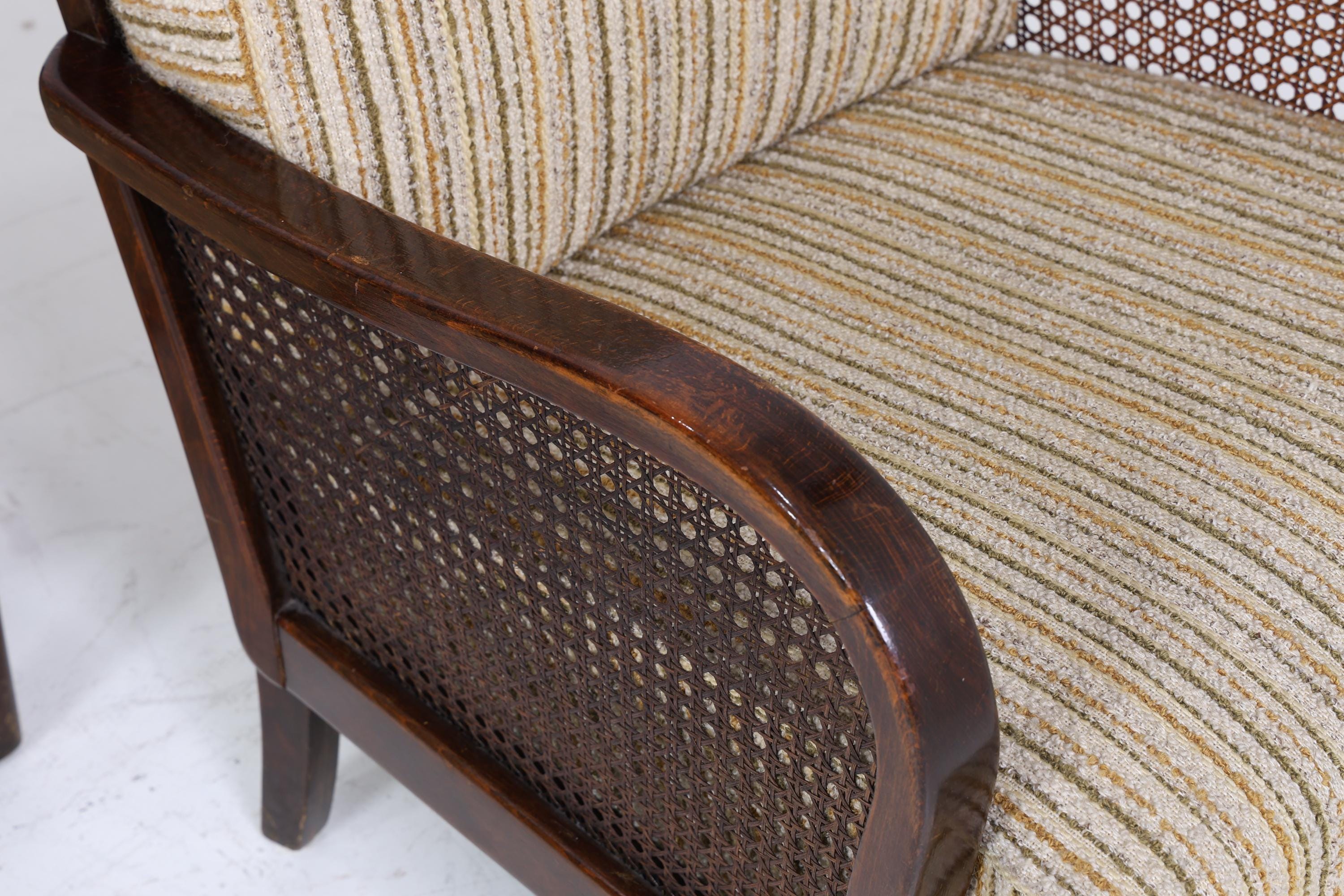 Eleganter Chippendale Sessel aus den 1930ern – Originalbezug, Wiener Geflecht & Federkern | Vintage Art Deco Lounge-Sessel