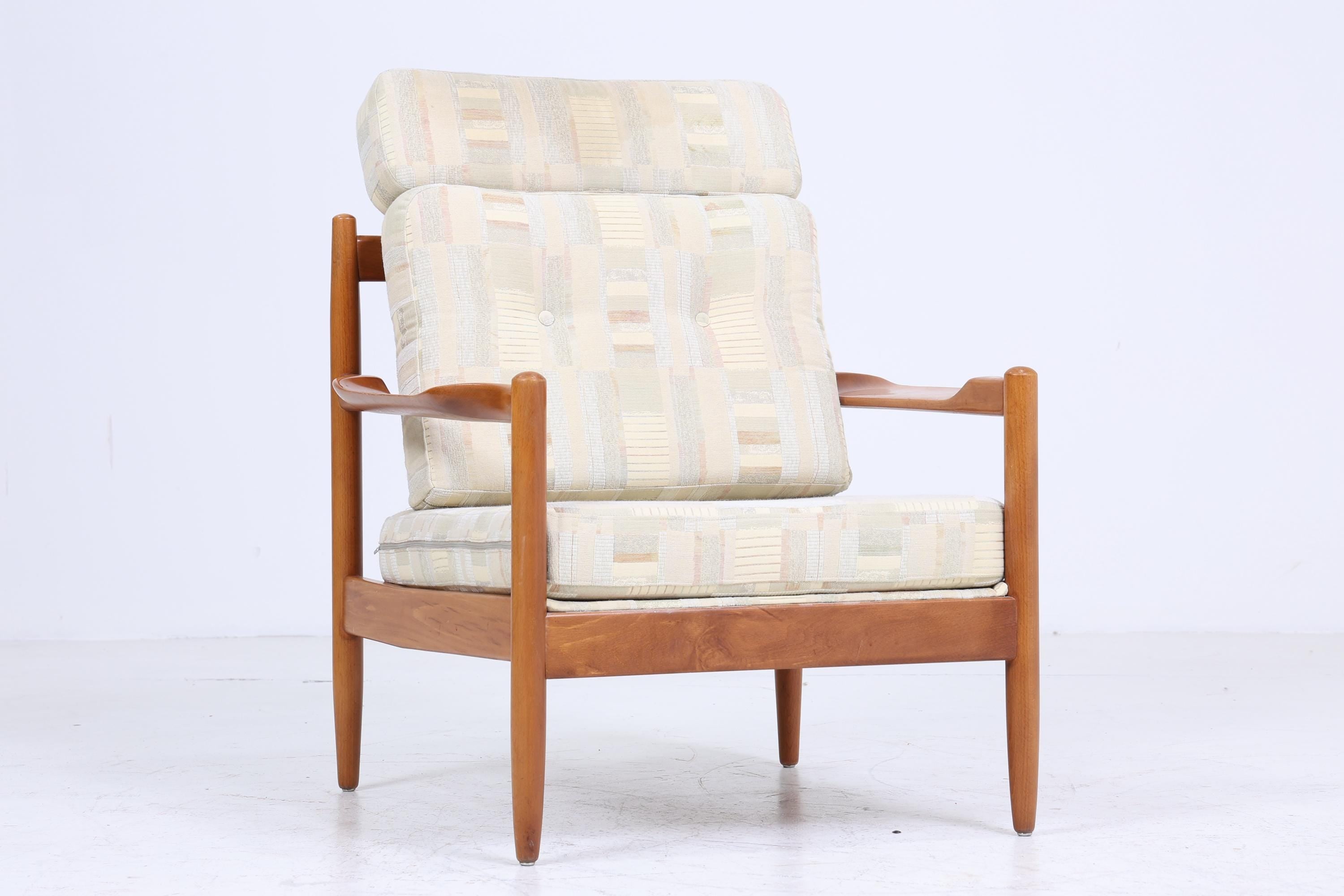 2v2 Klassischer Vintage Armlehnsessel 60er Jahre | Design Mid Century Sessel Retro Beige Braun Polster Wohnzimmer 70er