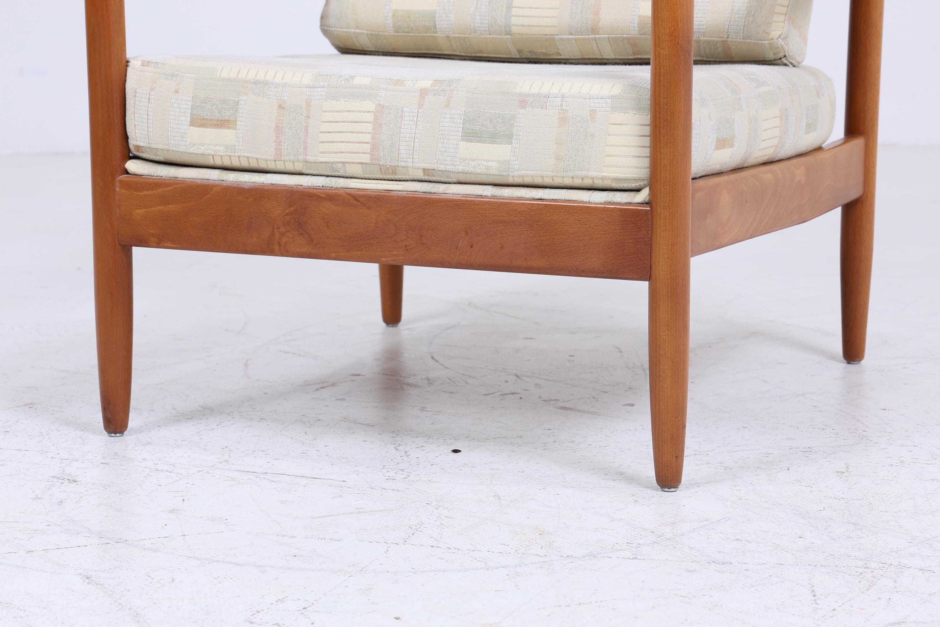 2v2 Klassischer Vintage Armlehnsessel 60er Jahre | Design Mid Century Sessel Retro Beige Braun Polster Wohnzimmer 70er