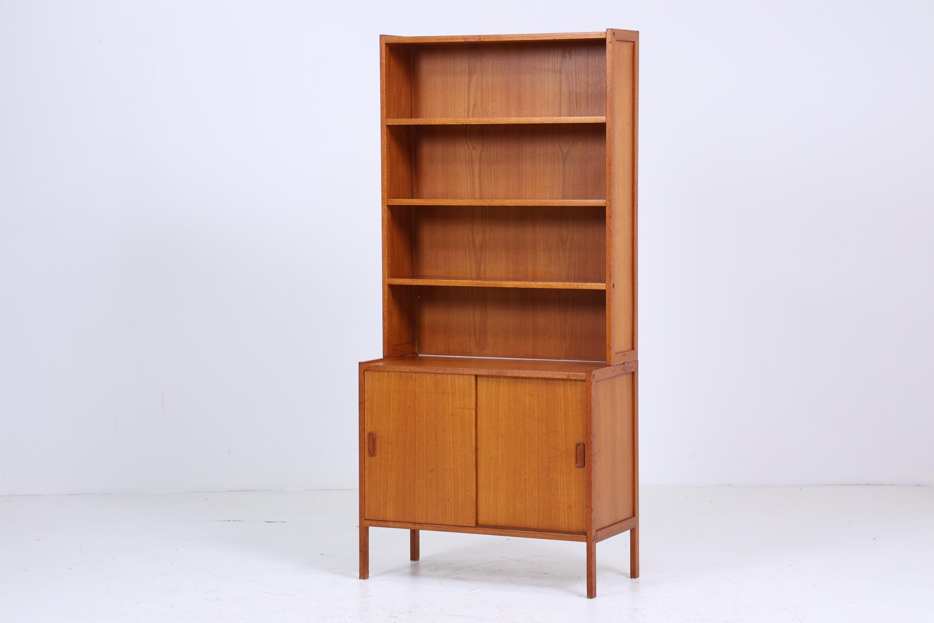 Vintage Teak Regal 60er Jahre | Vintage Regal Holz Schiebetüren | Mid Century Retro Aufbewahrung 2/2