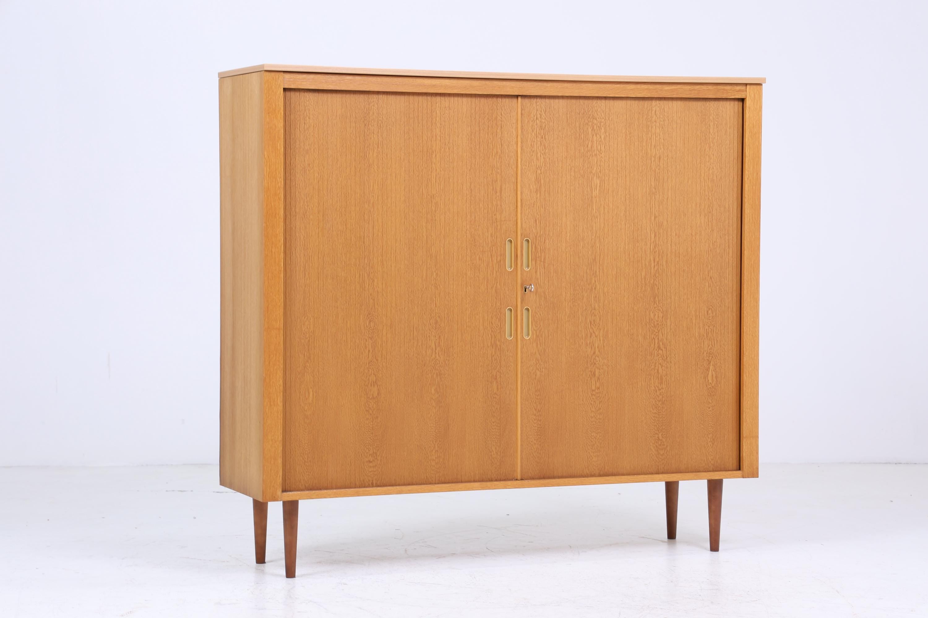 Werner Stehroll Rollladenschrank 60er Jahre | Mid Century Vintage Schrank Bücherschrank Highboard Holz Aufbewahrung Aktenschrank