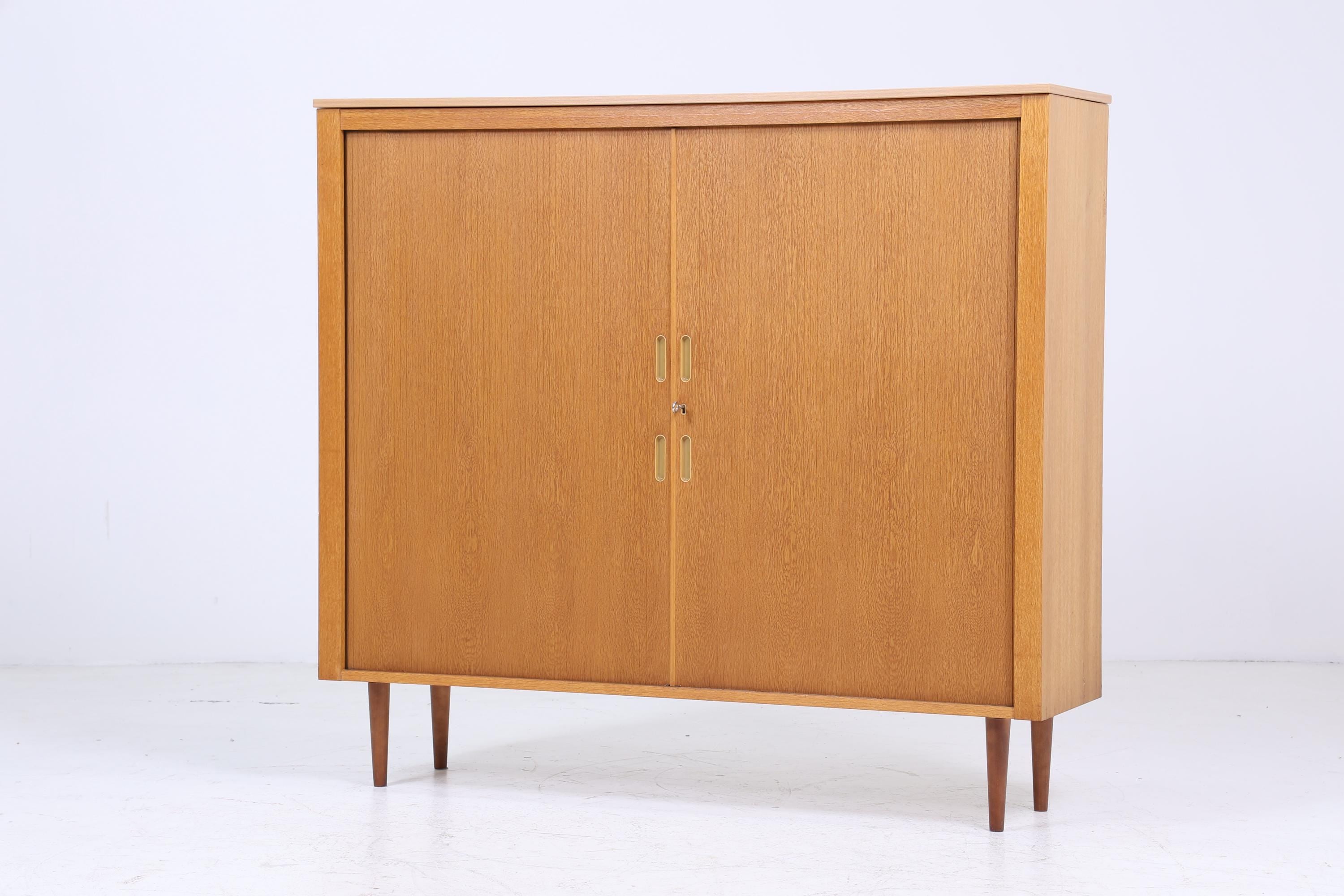Werner Stehroll Rollladenschrank 60er Jahre | Mid Century Vintage Schrank Bücherschrank Highboard Holz Aufbewahrung Aktenschrank
