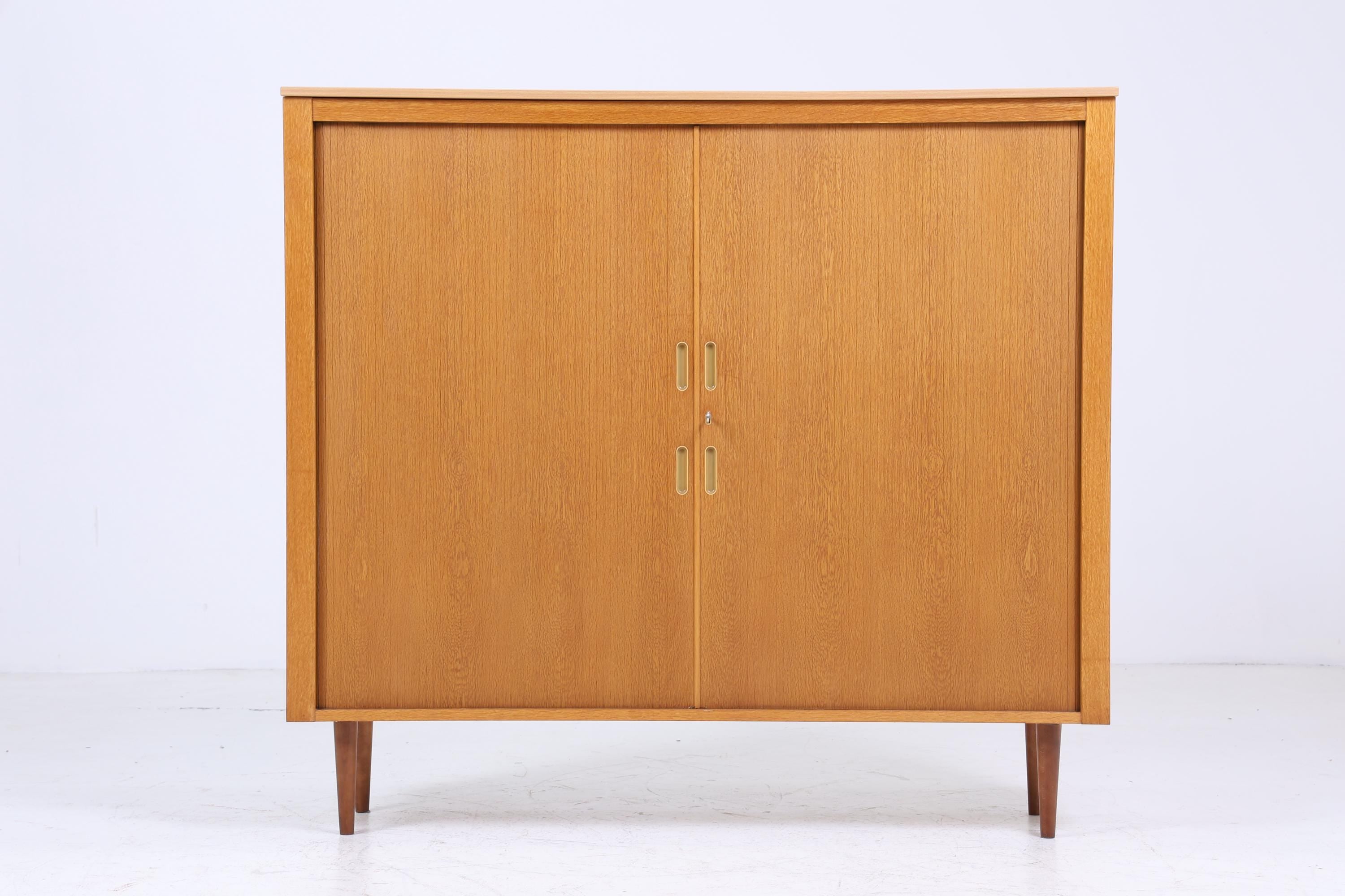 Werner Stehroll Rollladenschrank 60er Jahre | Mid Century Vintage Schrank Bücherschrank Highboard Holz Aufbewahrung Aktenschrank