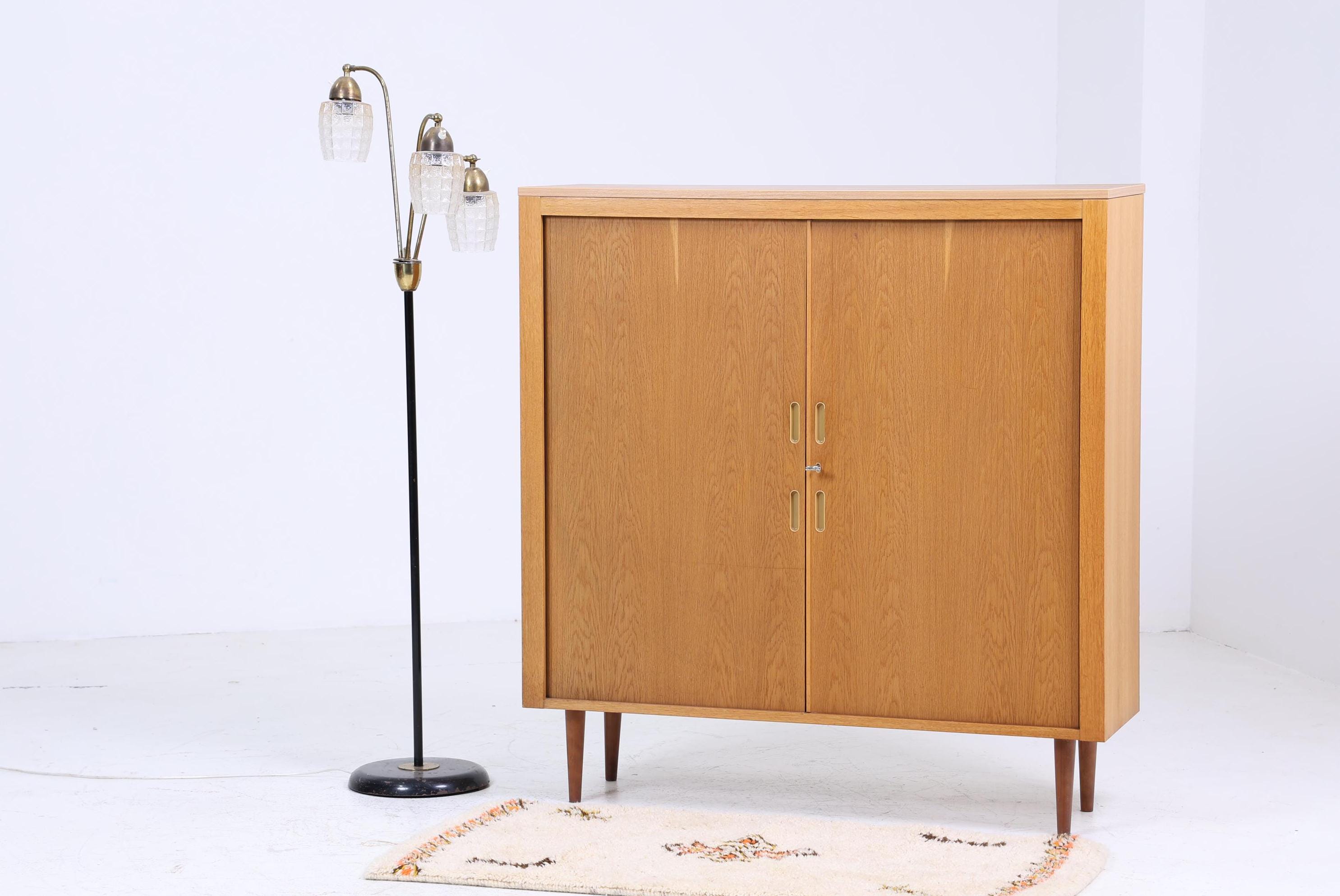 Werner Stehroll Rollladenschrank 60er Jahre | Mid Century Vintage Schrank Bücherschrank Highboard Holz Aufbewahrung Aktenschrank
