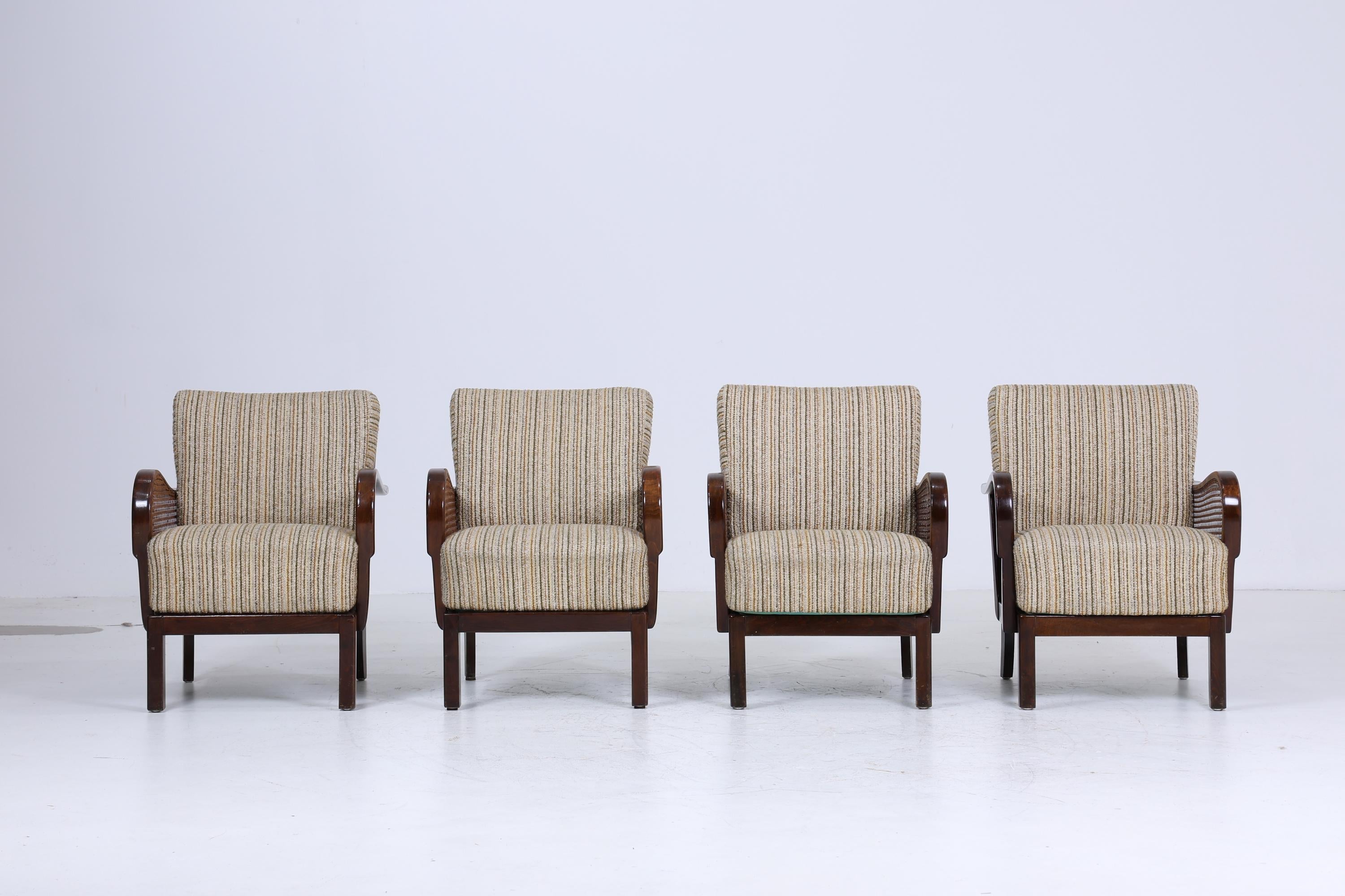 Eleganter Chippendale Sessel aus den 1930ern – Originalbezug, Wiener Geflecht & Federkern | Vintage Art Deco Lounge-Sessel