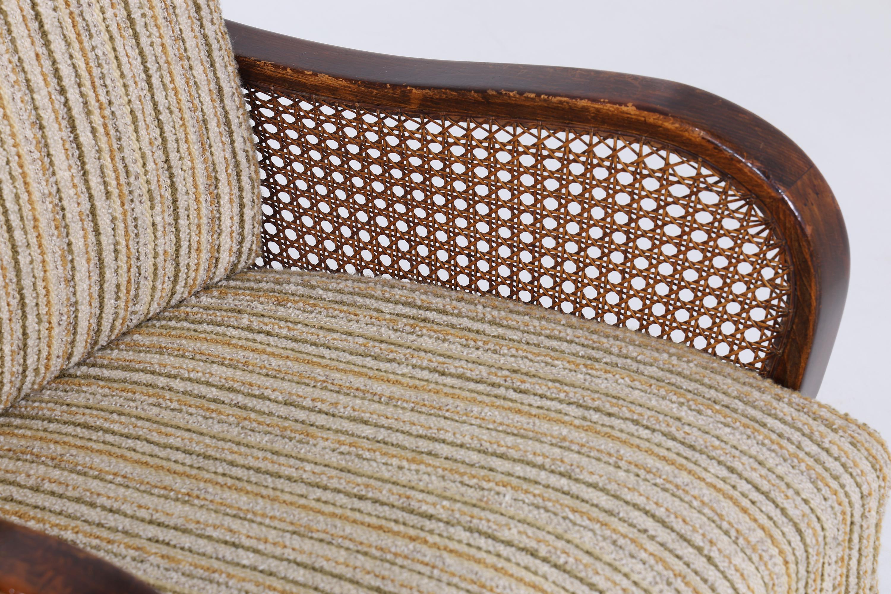 Eleganter Chippendale Sessel aus den 1930ern – Originalbezug, Wiener Geflecht & Federkern | Vintage Art Deco Lounge-Sessel