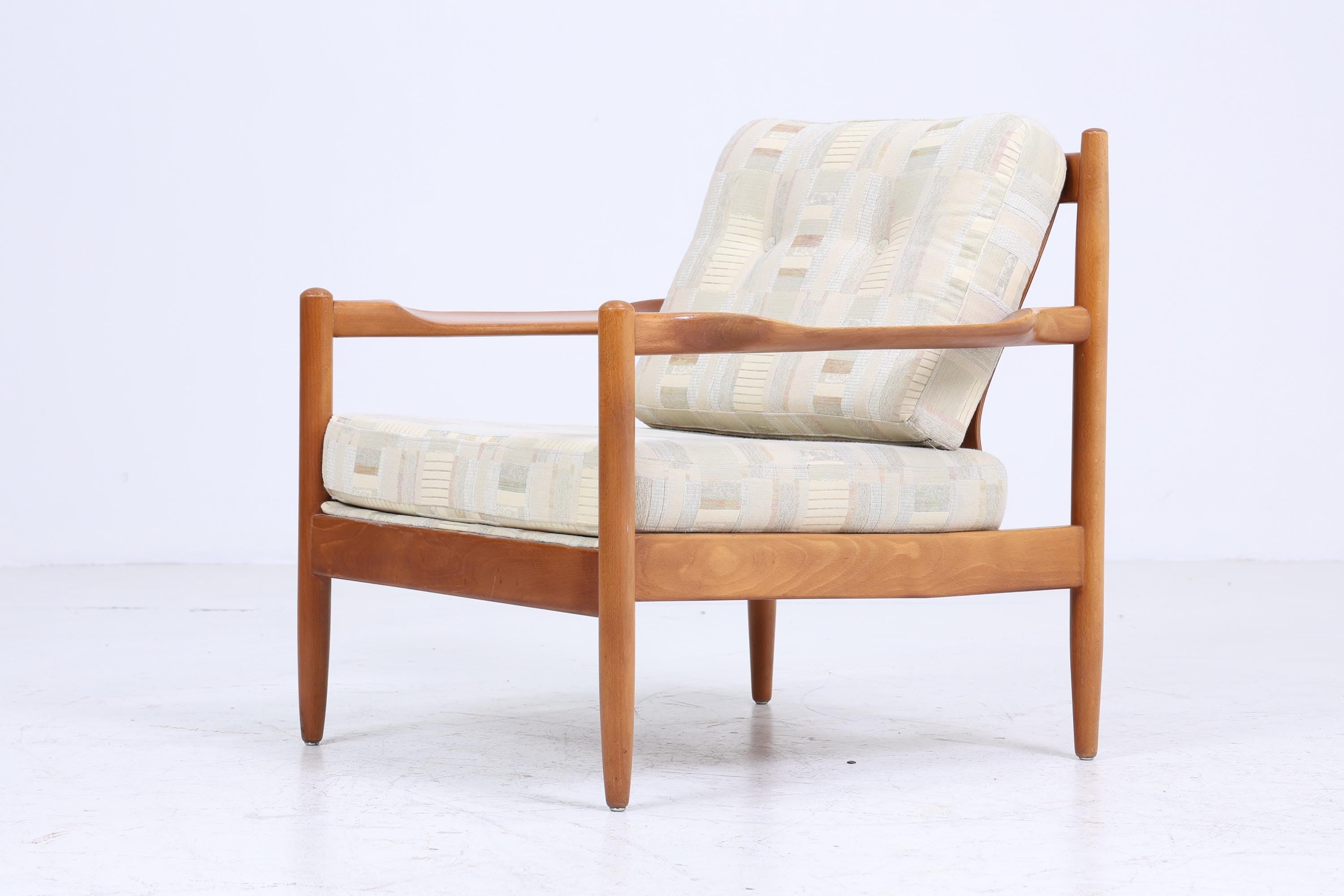 2v2 Klassischer Vintage Armlehnsessel 60er Jahre | Design Mid Century Sessel Retro Beige Braun Polster Wohnzimmer 70er