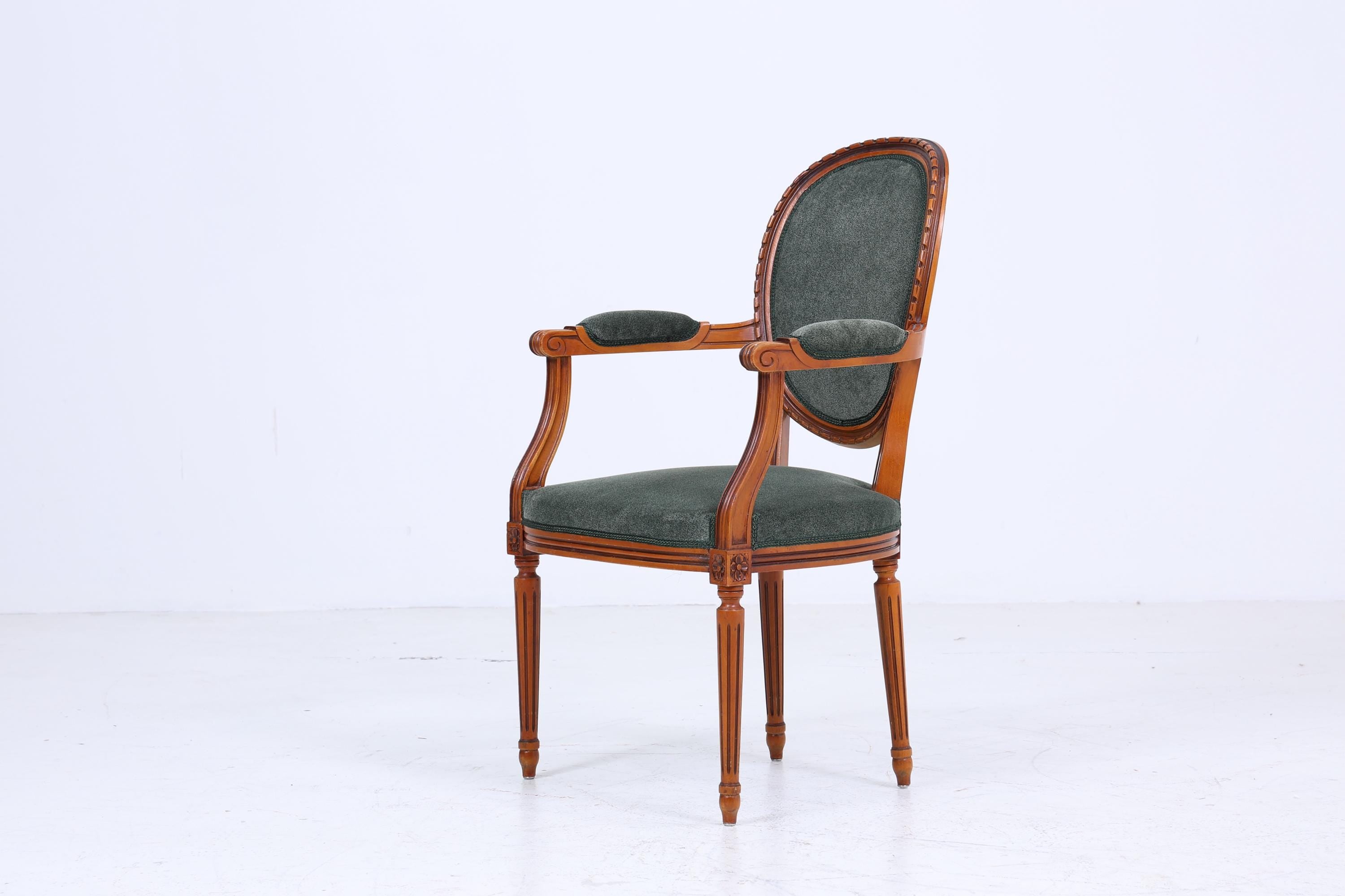 Antik Armlehnstuhl im Louis XVI Stil | Design Sessel Retro Holz Wohnzimmer
