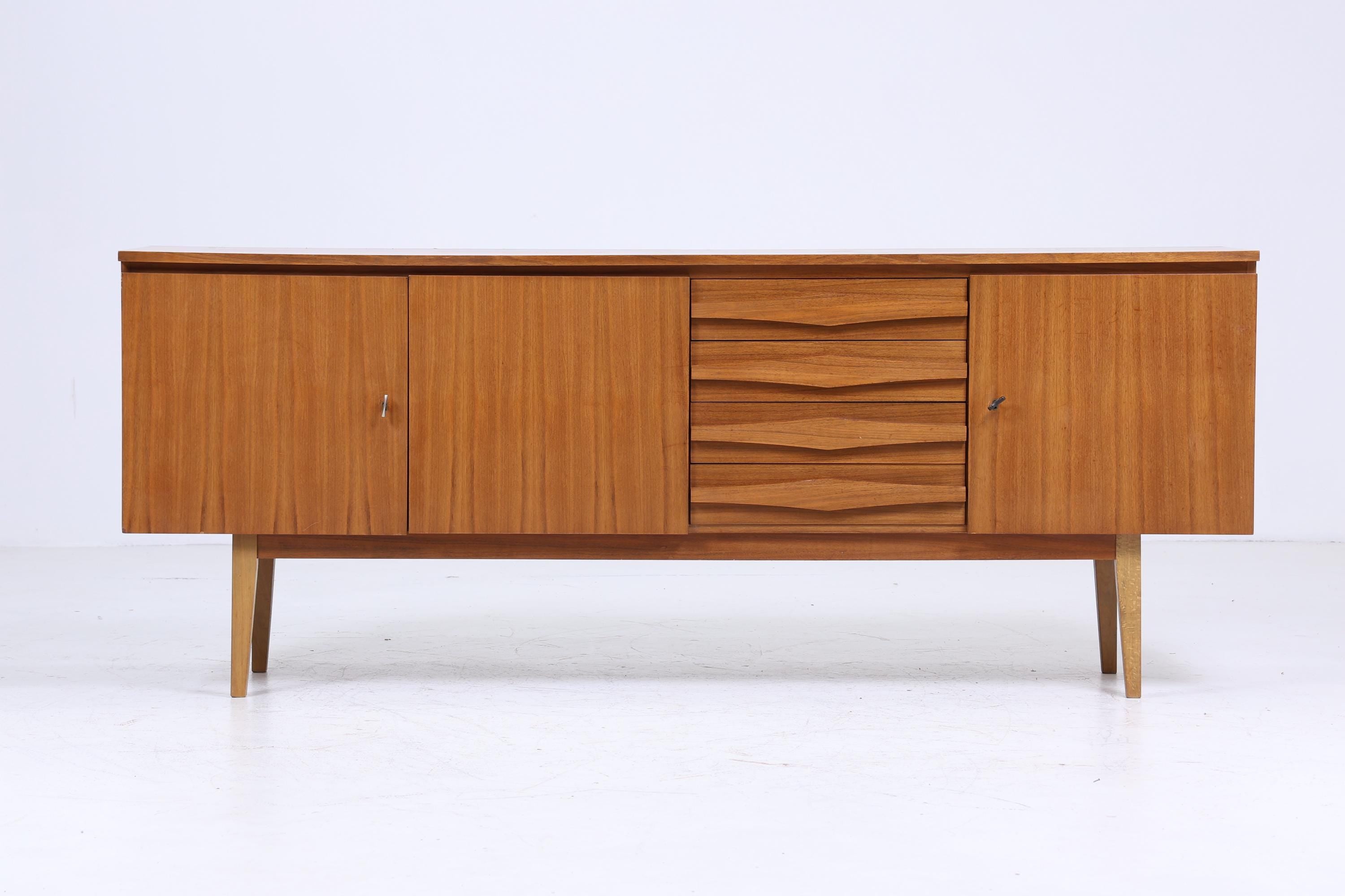 Mid Century Sideboard 60er Jahre | Vintage Schubladen Anrichte Holz Aufbewahrung