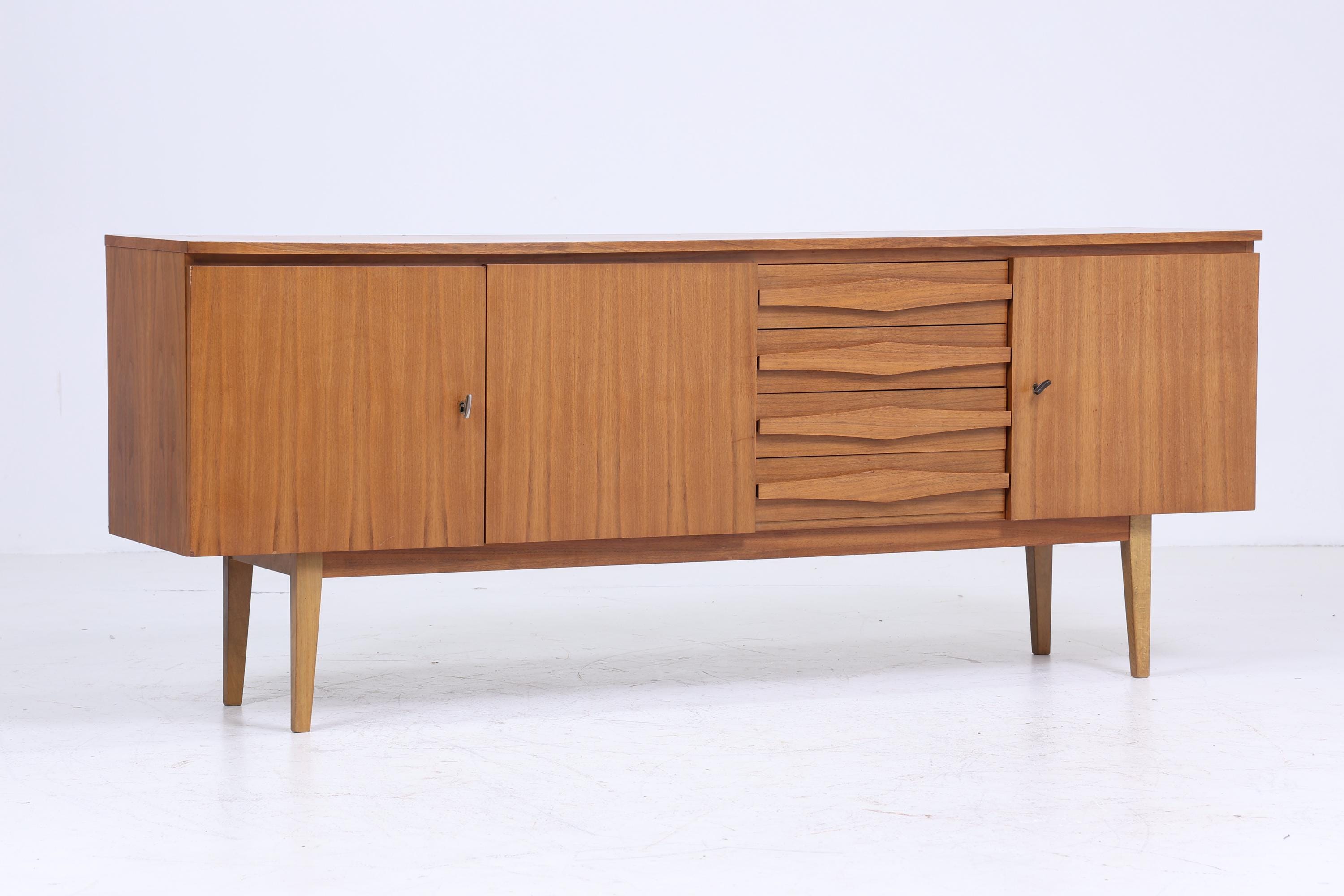 Mid Century Sideboard 60er Jahre | Vintage Schubladen Anrichte Holz Aufbewahrung