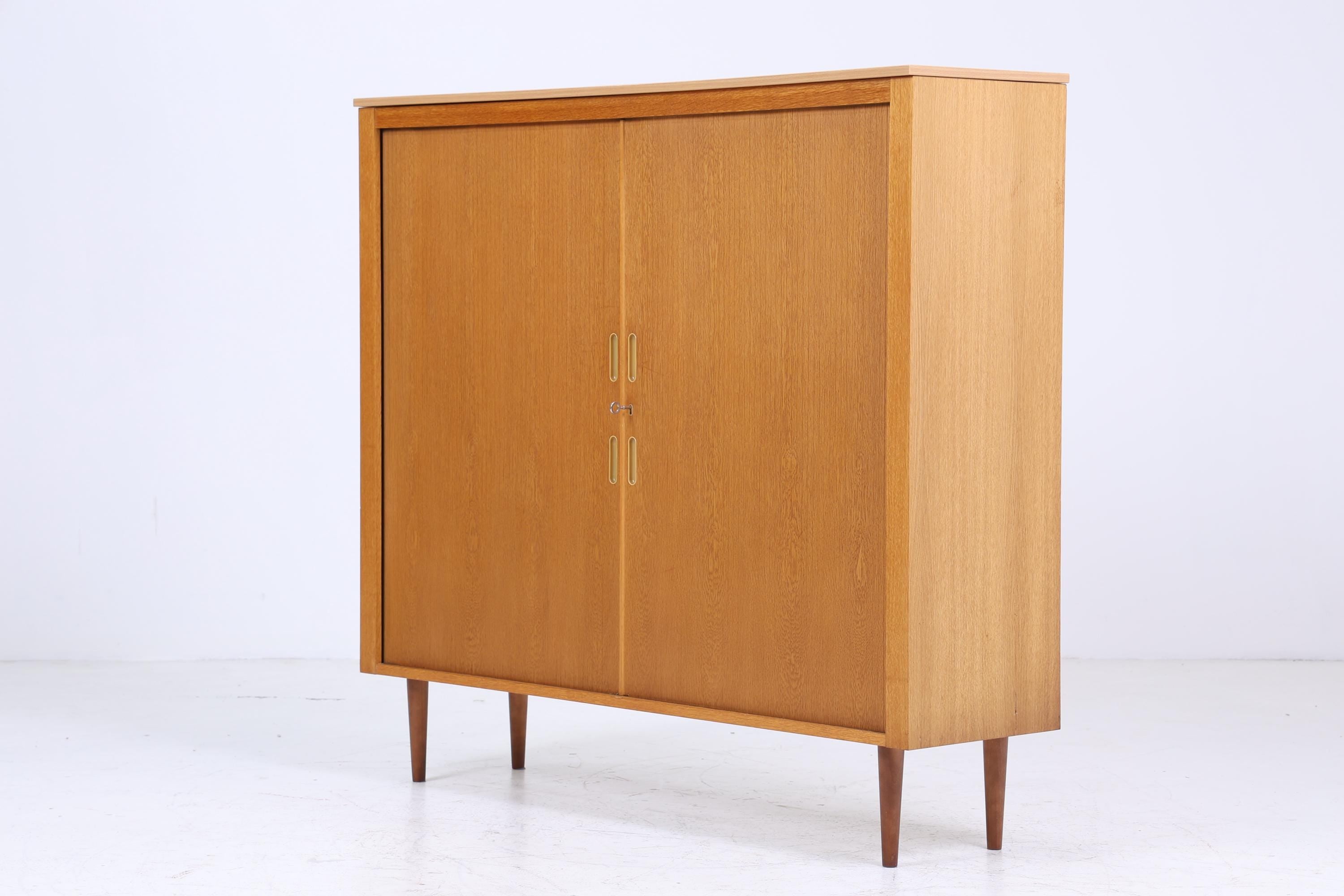 Werner Stehroll Rollladenschrank 60er Jahre | Mid Century Vintage Schrank Bücherschrank Highboard Holz Aufbewahrung Aktenschrank
