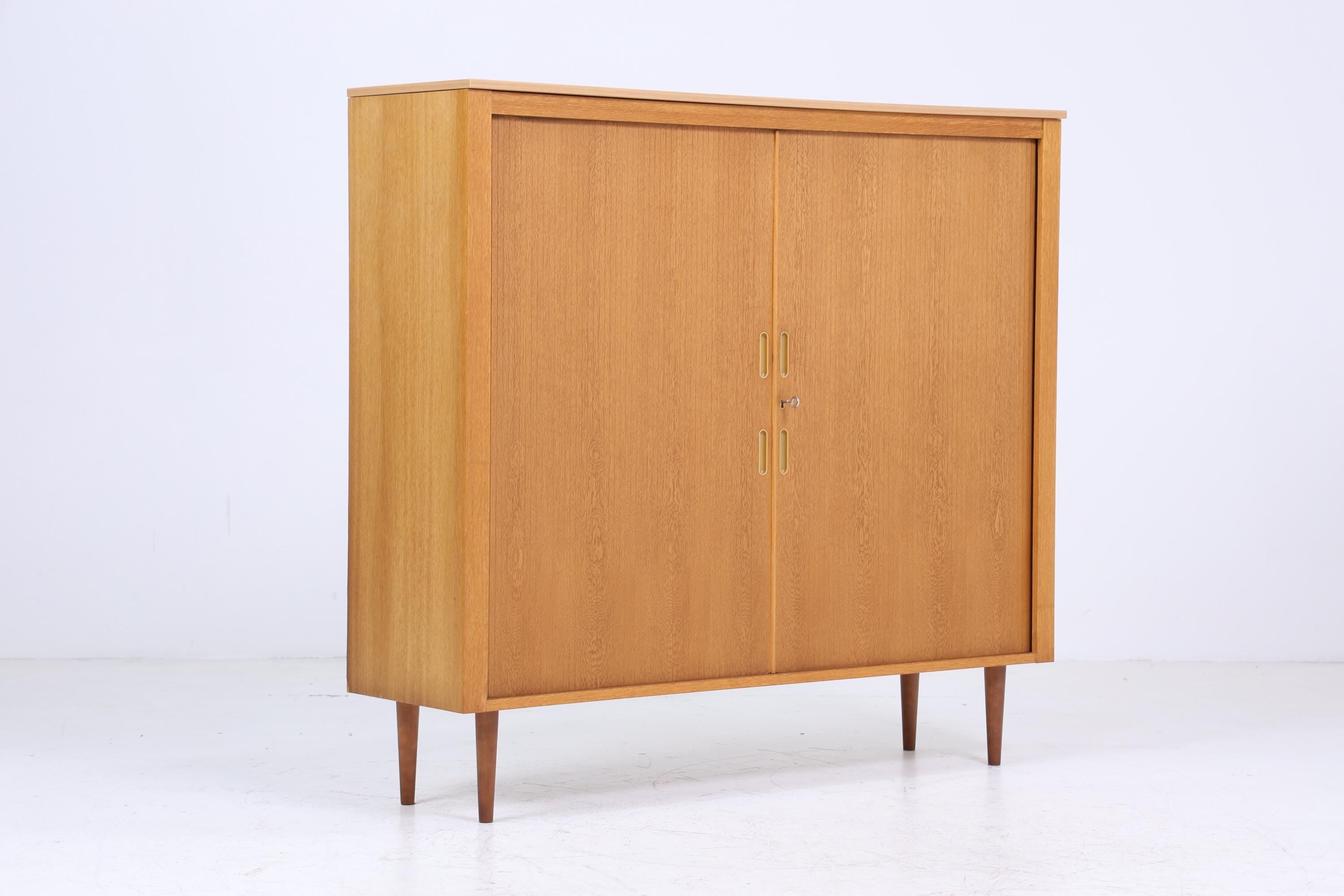 Werner Stehroll Rollladenschrank 60er Jahre | Mid Century Vintage Schrank Bücherschrank Highboard Holz Aufbewahrung Aktenschrank