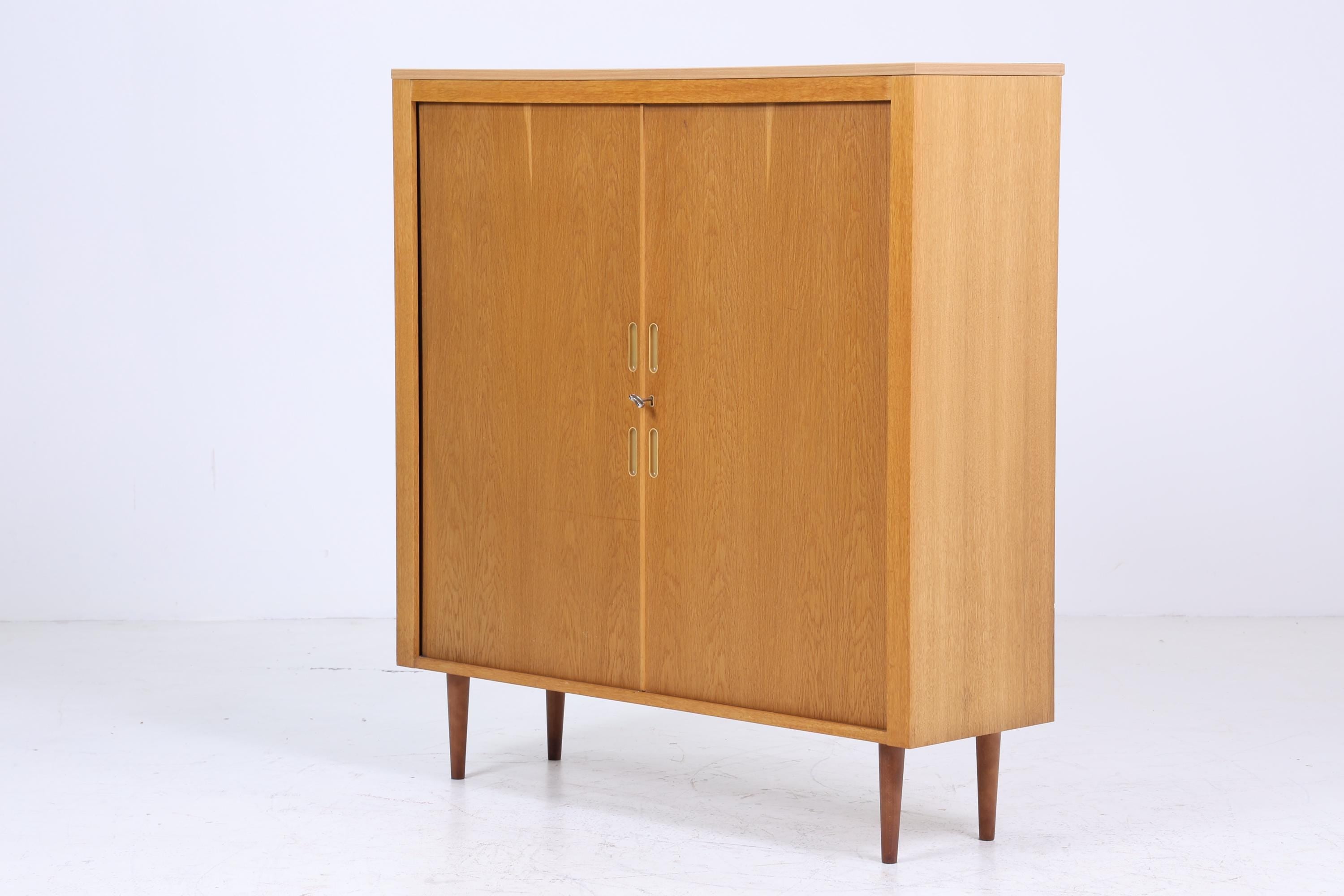 Werner Stehroll Rollladenschrank 60er Jahre | Mid Century Vintage Schrank Bücherschrank Highboard Holz Aufbewahrung Aktenschrank