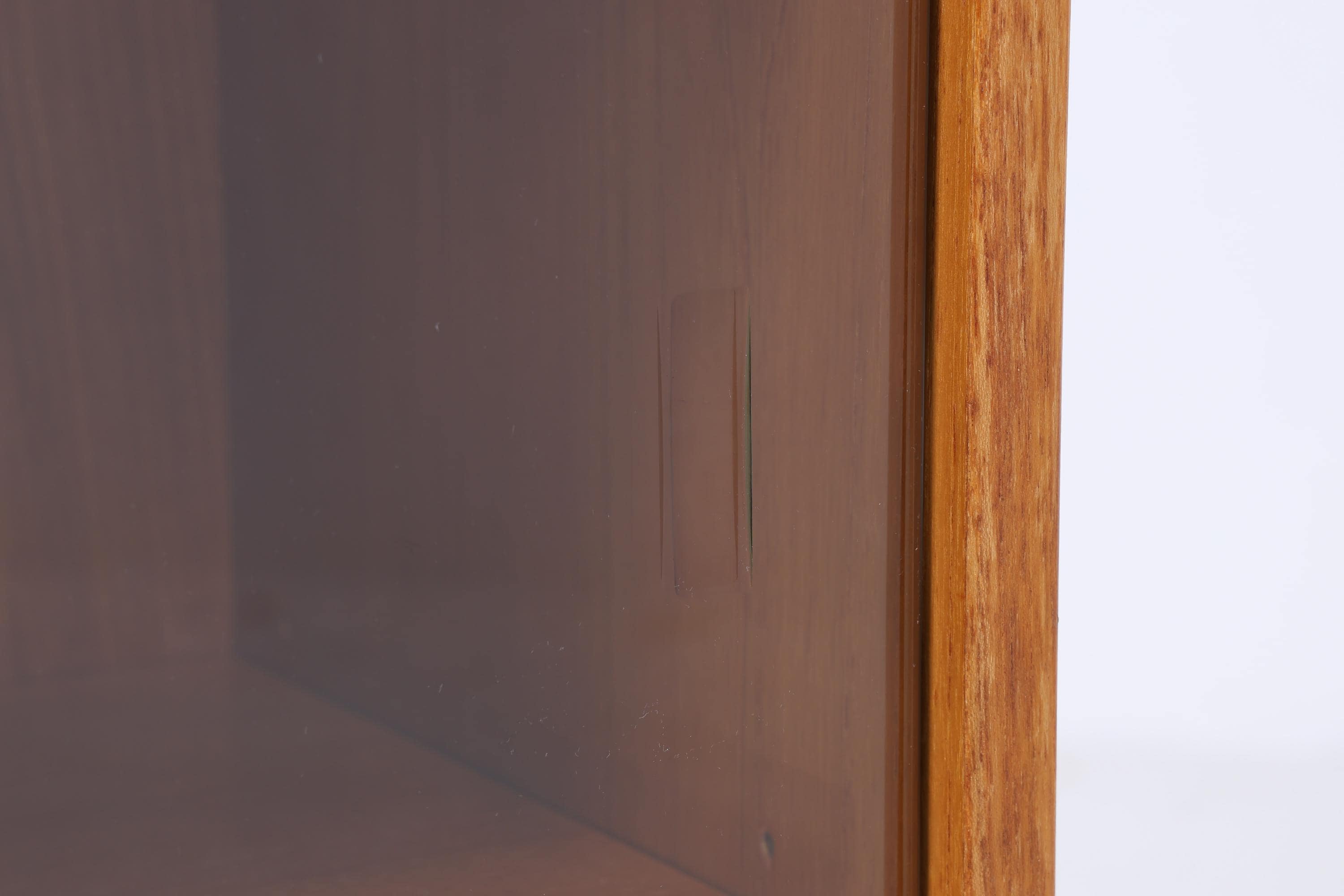 Vintage Teak Kommode mit Glastüren 60er Jahre | Mid Century Vitrine Flur Schrank | Retro 70er Holz