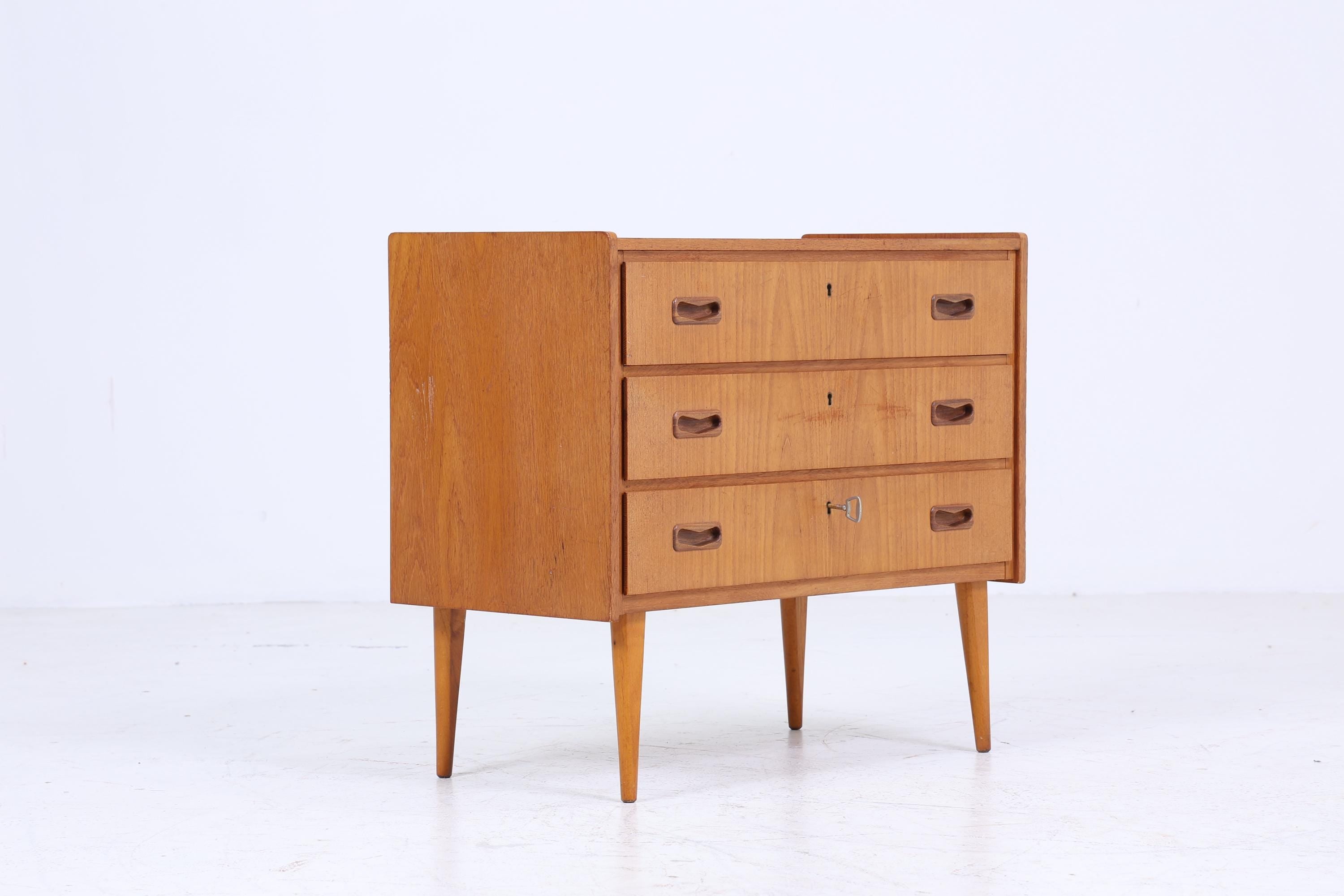 Kleine Vintage Teak Kommode | Mid Century Schubladen Schrank | Retro 60er Jahre Aufbewahrung
