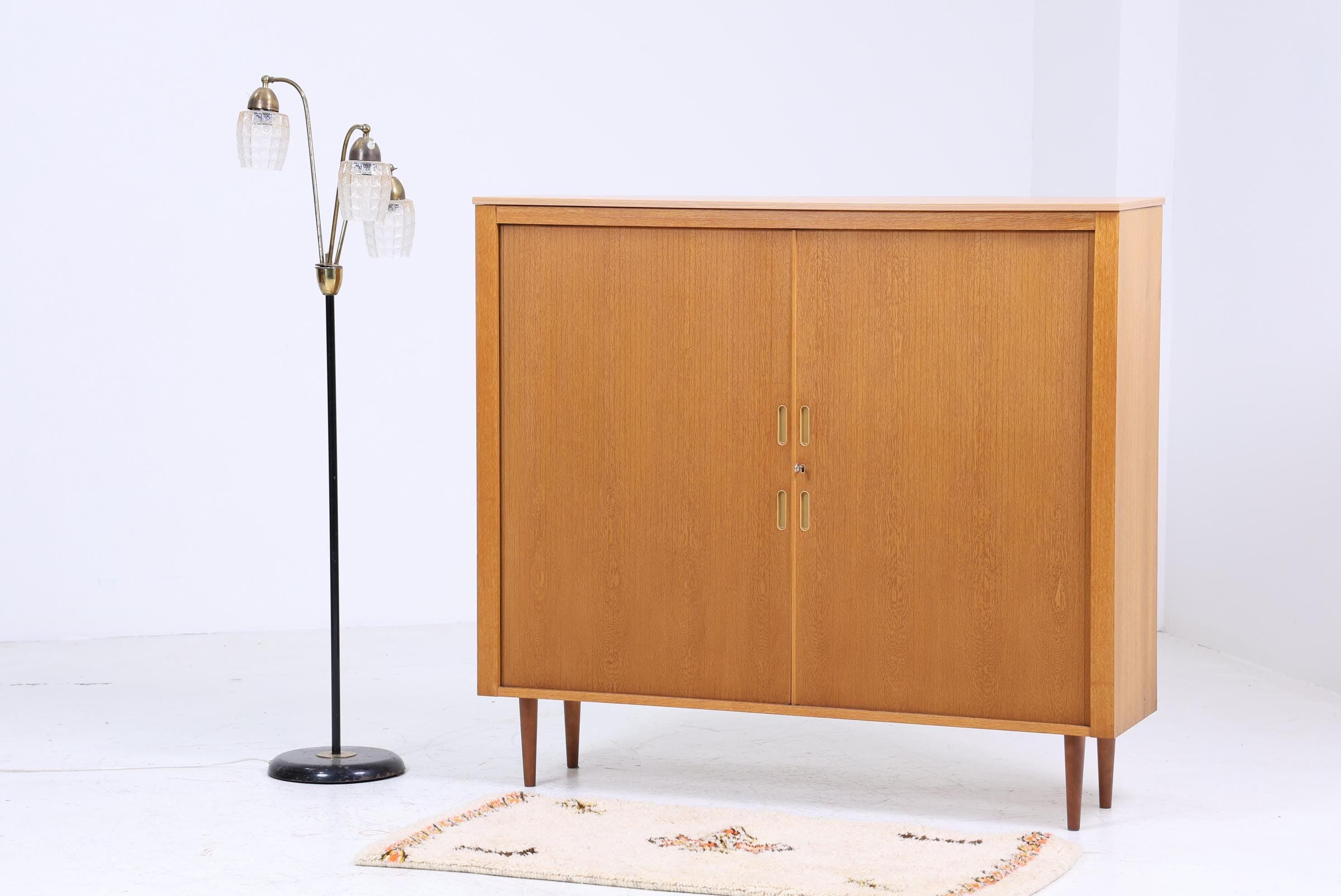 Werner Stehroll Rollladenschrank 60er Jahre | Mid Century Vintage Schrank Bücherschrank Highboard Holz Aufbewahrung Aktenschrank