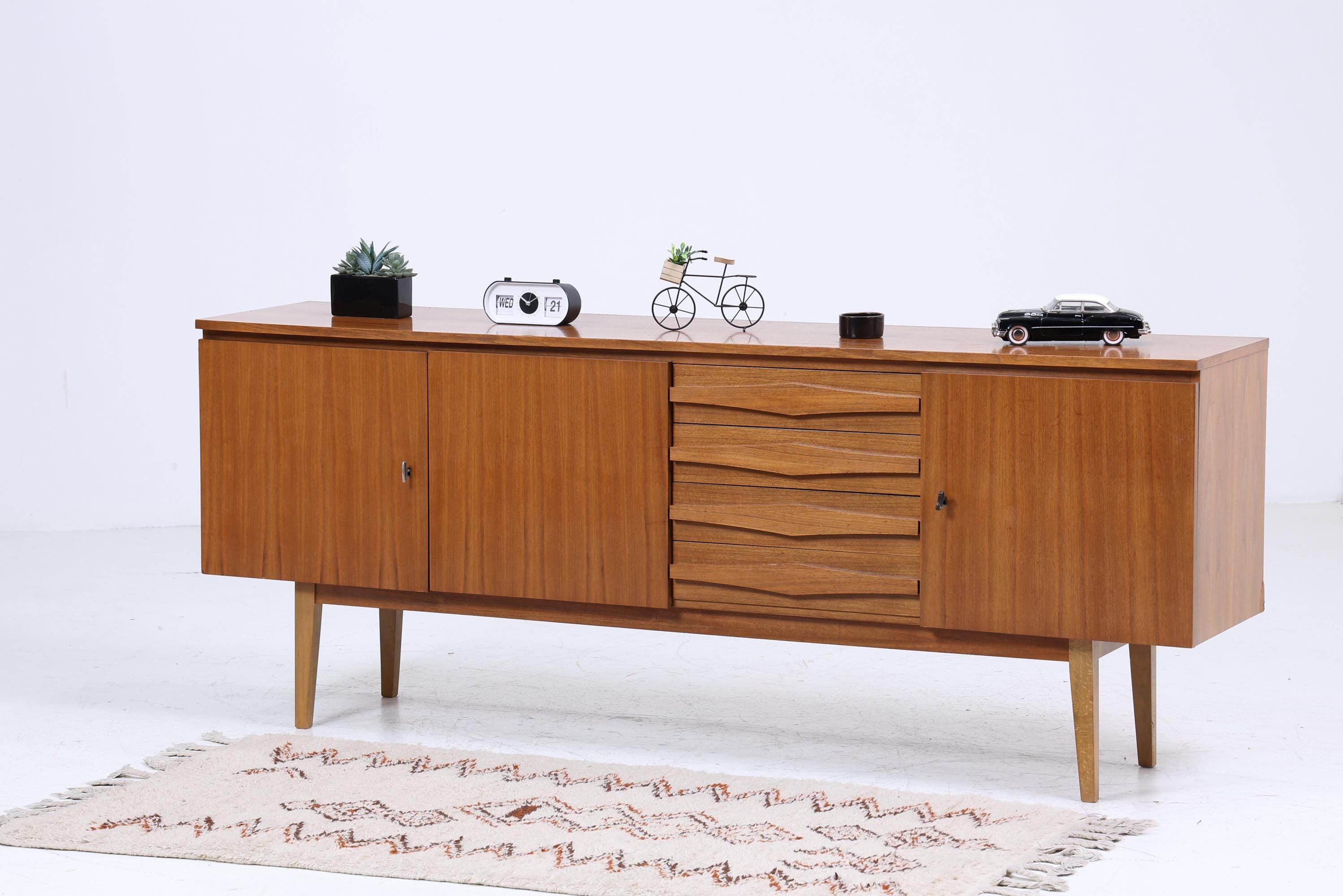 Mid Century Sideboard 60er Jahre | Vintage Schubladen Anrichte Holz Aufbewahrung