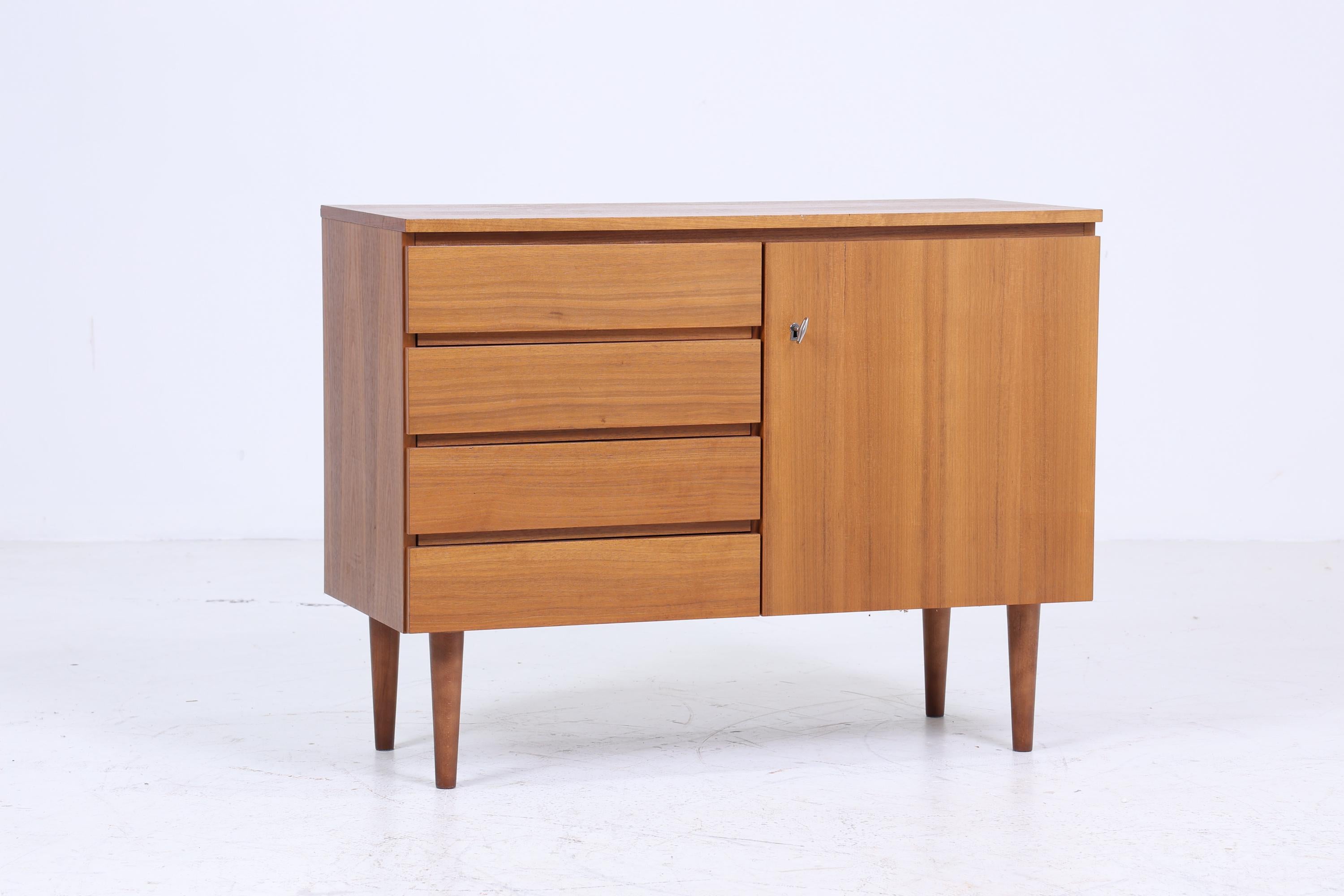 Vintage Nussbaum Schubladen Kommode 60er | Mid Century Schrank Aufbewahrung | Vintage Flur Aufbewahrung Retro Holz