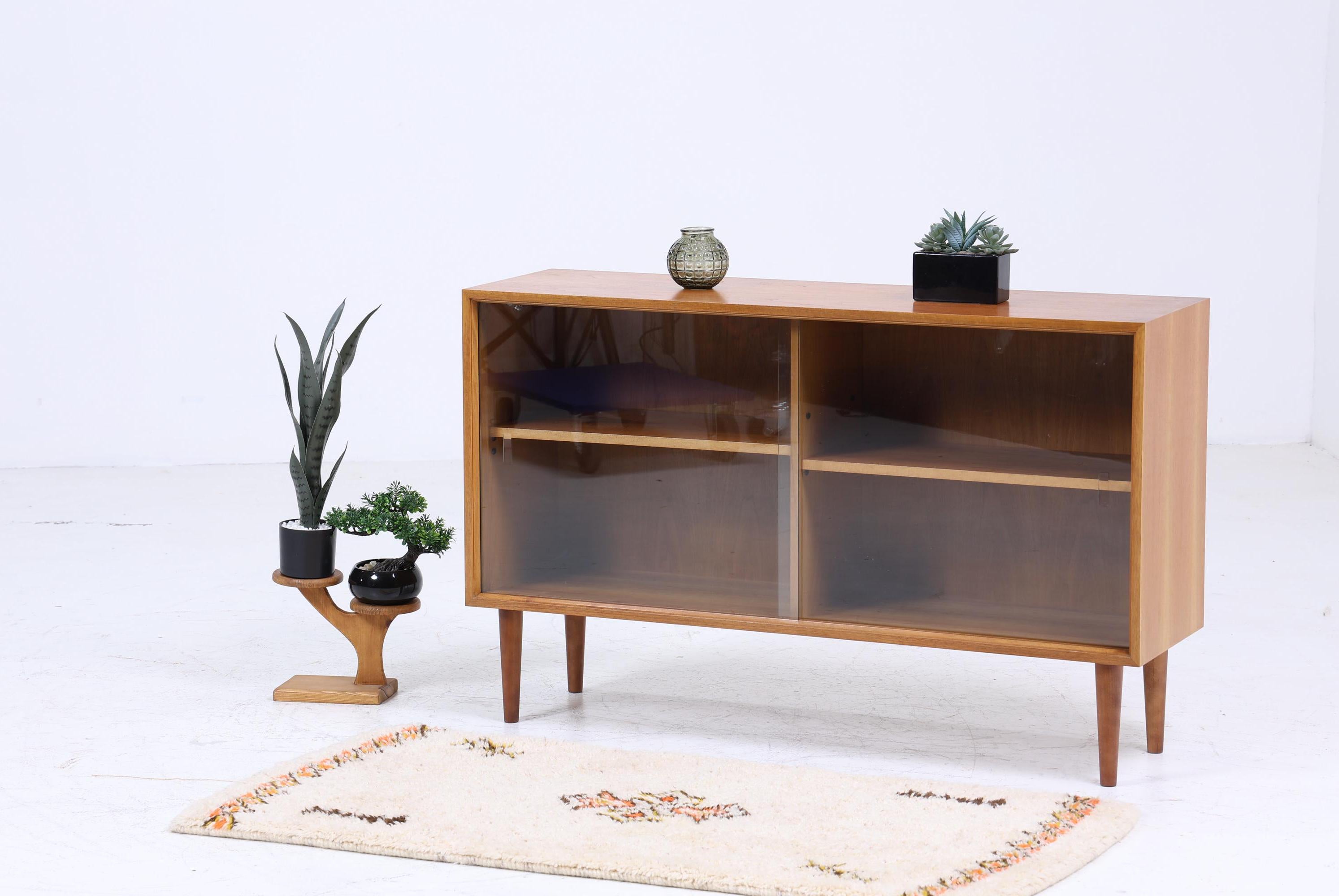 Vintage Glas Kommode 60er Jahre | Platon Serie by Lothar Wegner - Mid Century Vitrine Holz Design