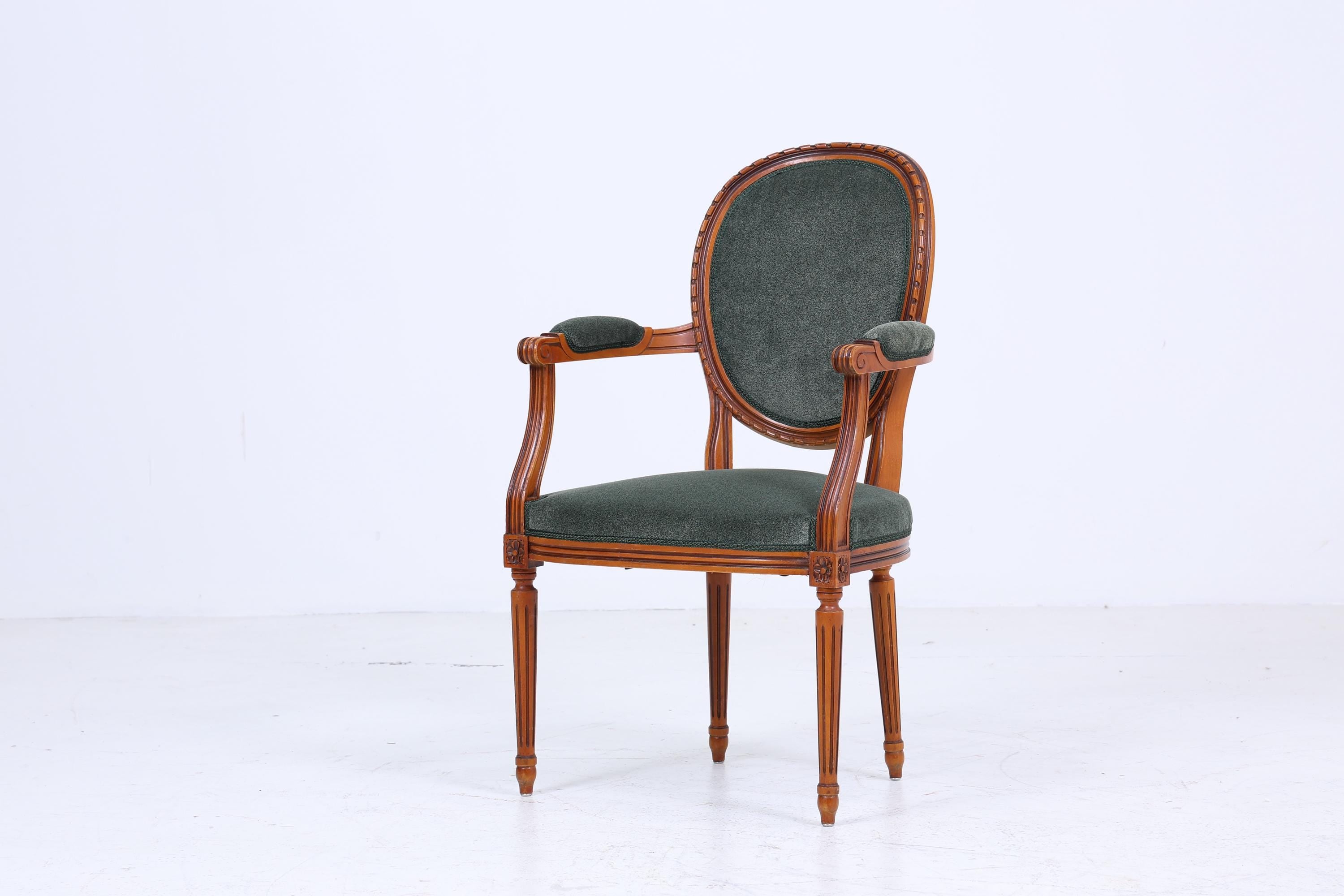 Antik Armlehnstuhl im Louis XVI Stil | Design Sessel Retro Holz Wohnzimmer