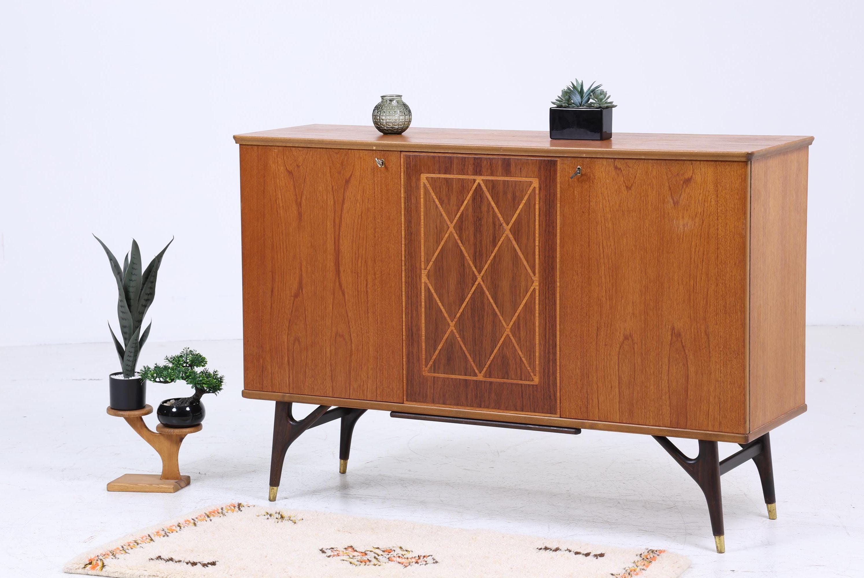 Wunderschönes Vintage Sideboard 60er Jahre | Mid Century AB Tabergsmöbler Highboard mit Intarsien | Retro Schrank Aufbewahrung