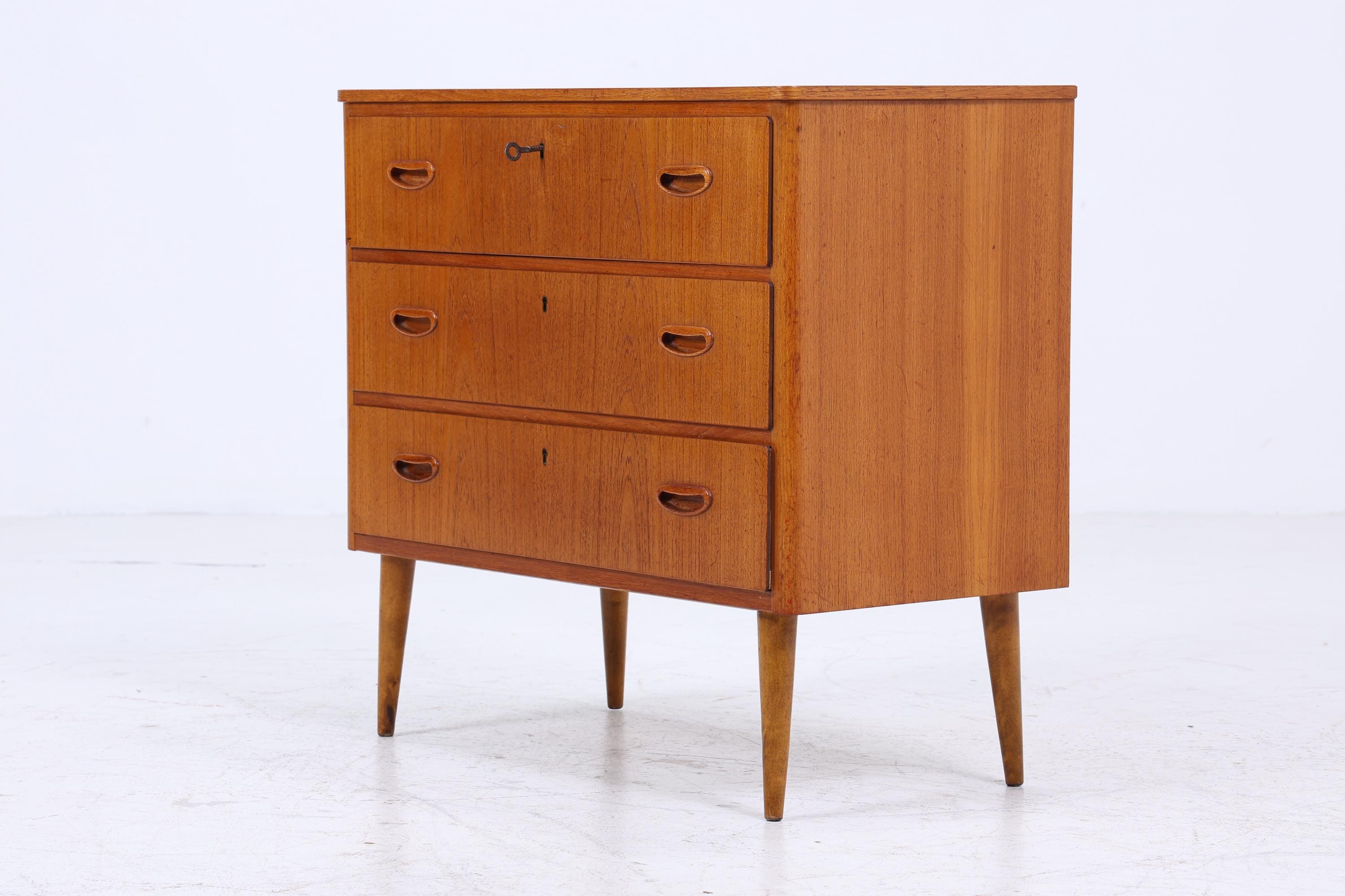 Vintage Teak Schubladen Kommode 60er Jahre | Mid Century Schrank | Retro Holz Aufbewahrung