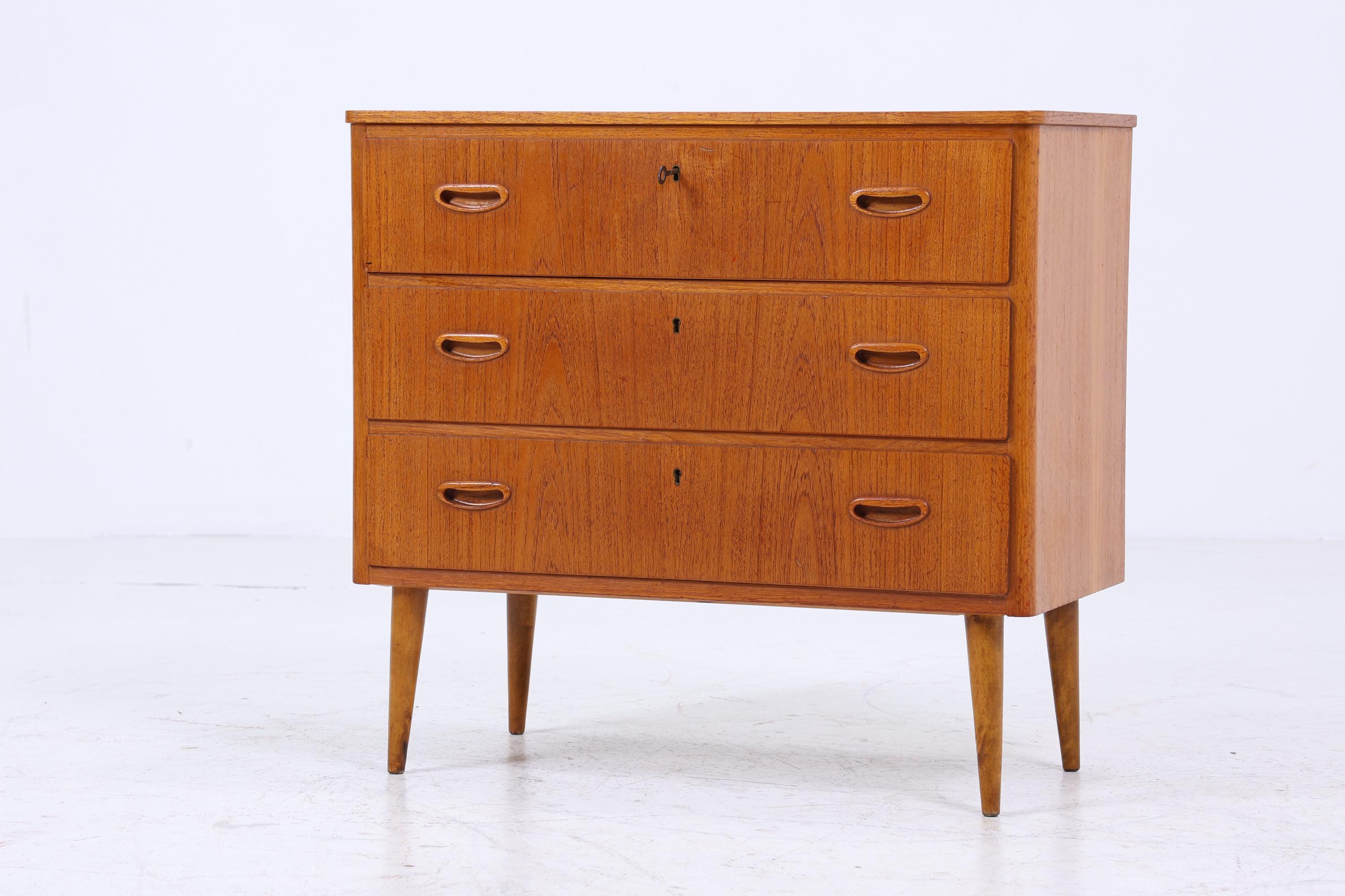 Vintage Teak Schubladen Kommode 60er Jahre | Mid Century Schrank | Retro Holz Aufbewahrung