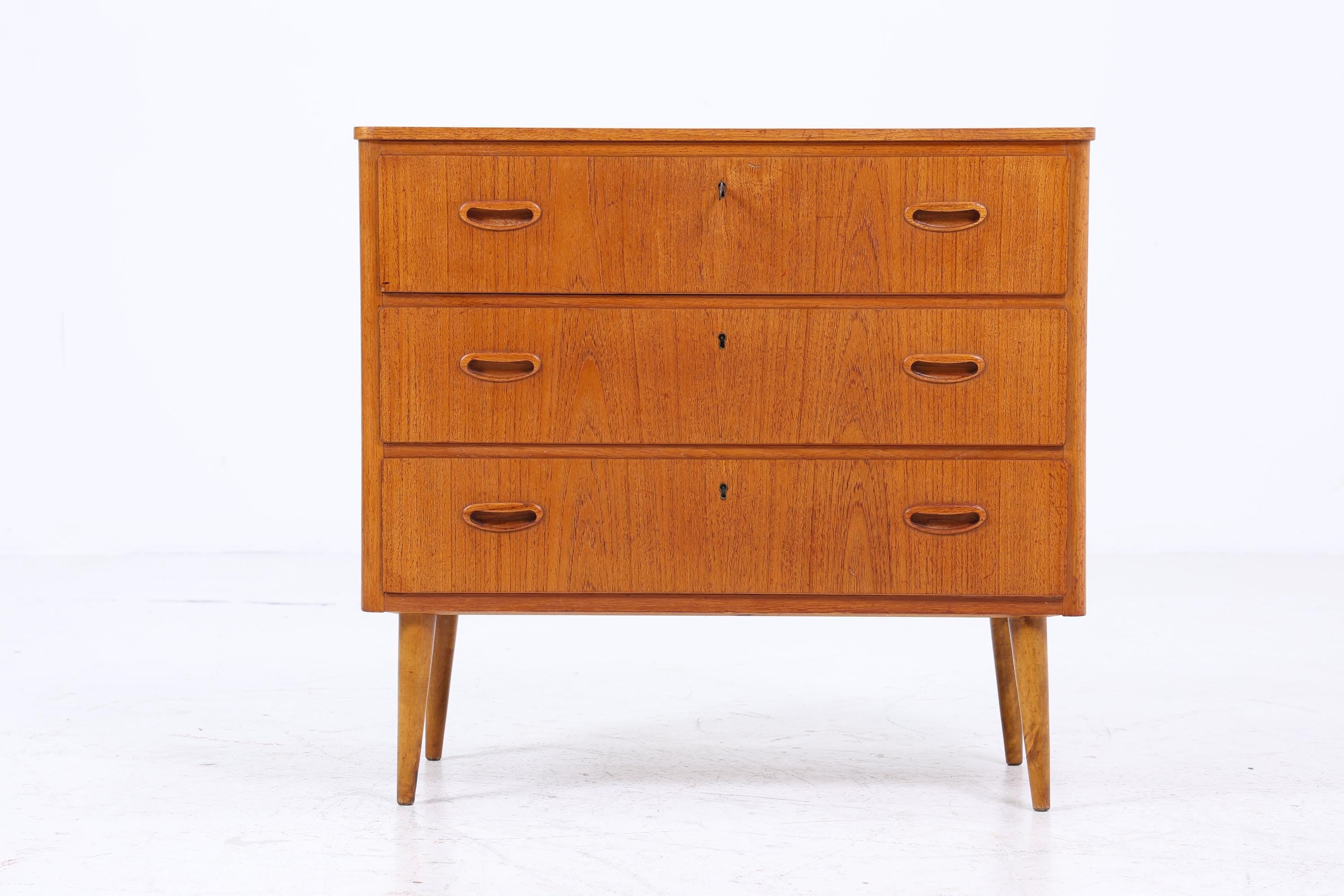 Vintage Teak Schubladen Kommode 60er Jahre | Mid Century Schrank | Retro Holz Aufbewahrung