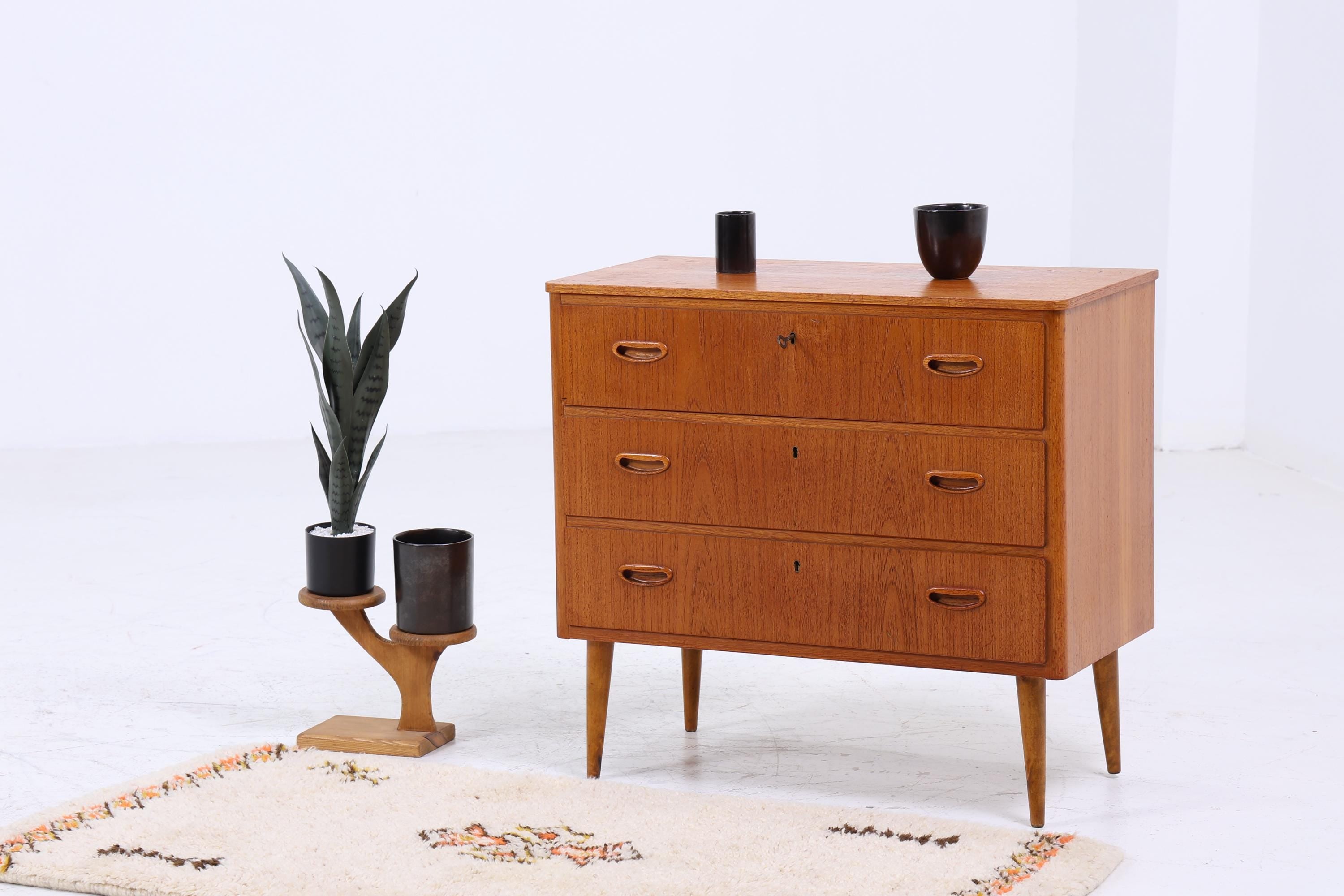 Vintage Teak Schubladen Kommode 60er Jahre | Mid Century Schrank | Retro Holz Aufbewahrung