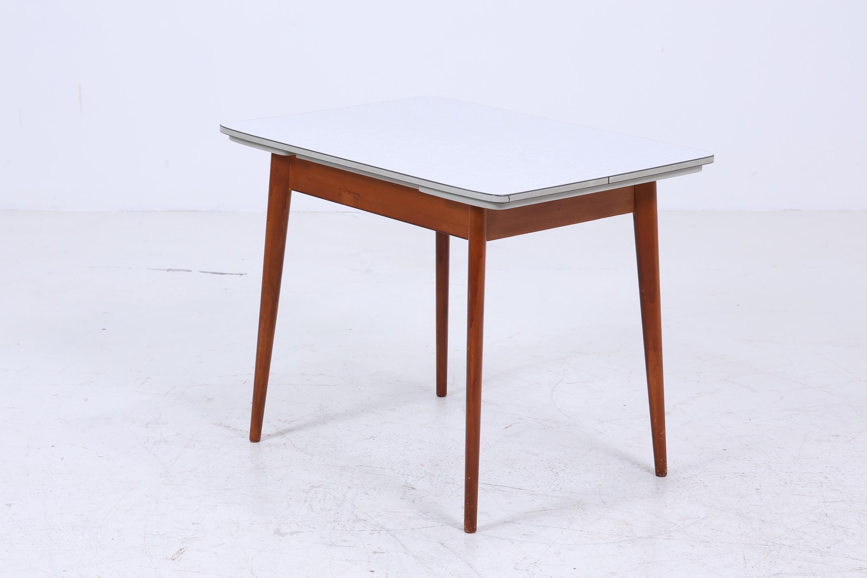 Klassischer Vintage Küchentisch 60er Jahre | Mid Century Esstisch Tisch Retro 70er Holz Resopal Ausziehbar