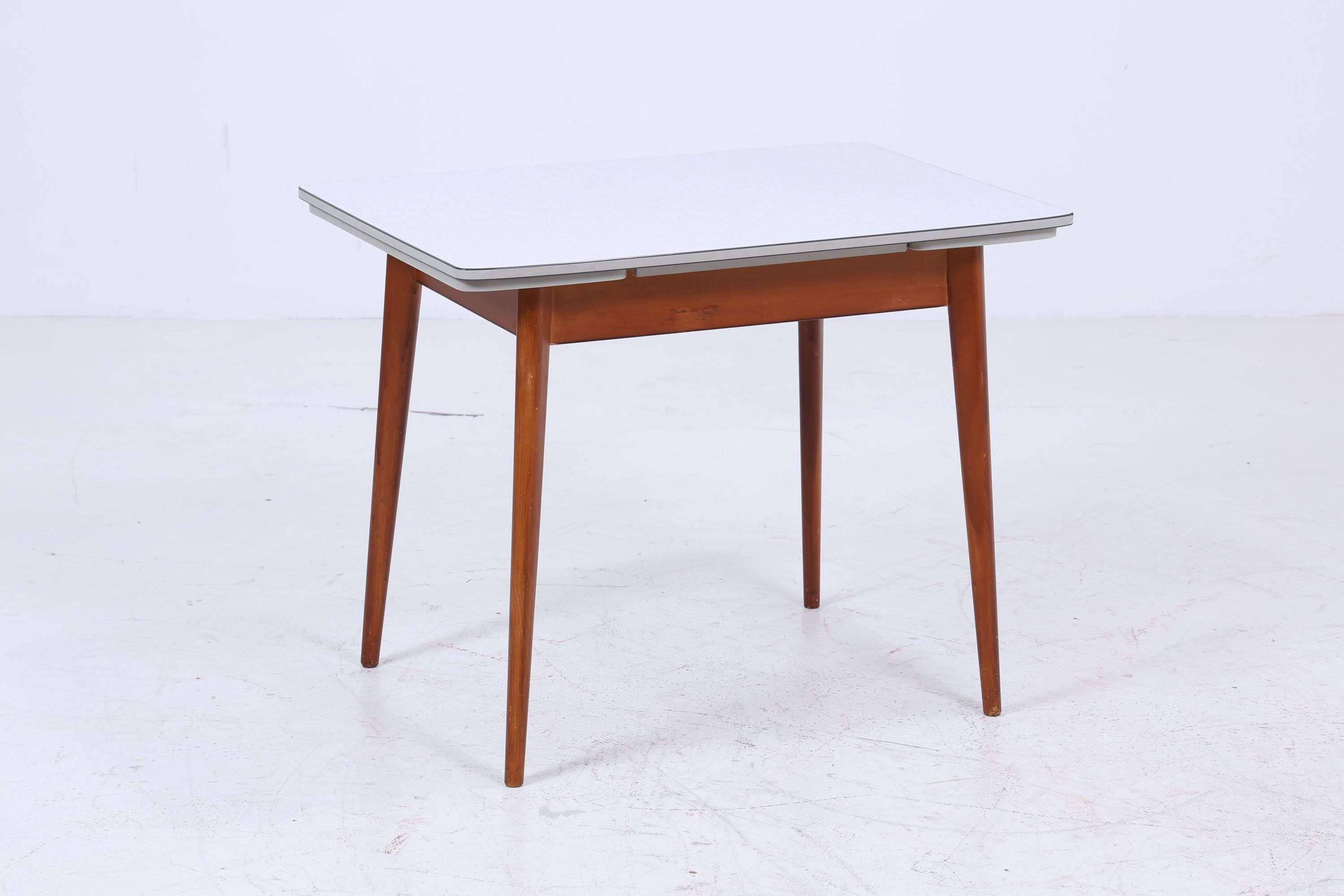 Klassischer Vintage Küchentisch 60er Jahre | Mid Century Esstisch Tisch Retro 70er Holz Resopal Ausziehbar