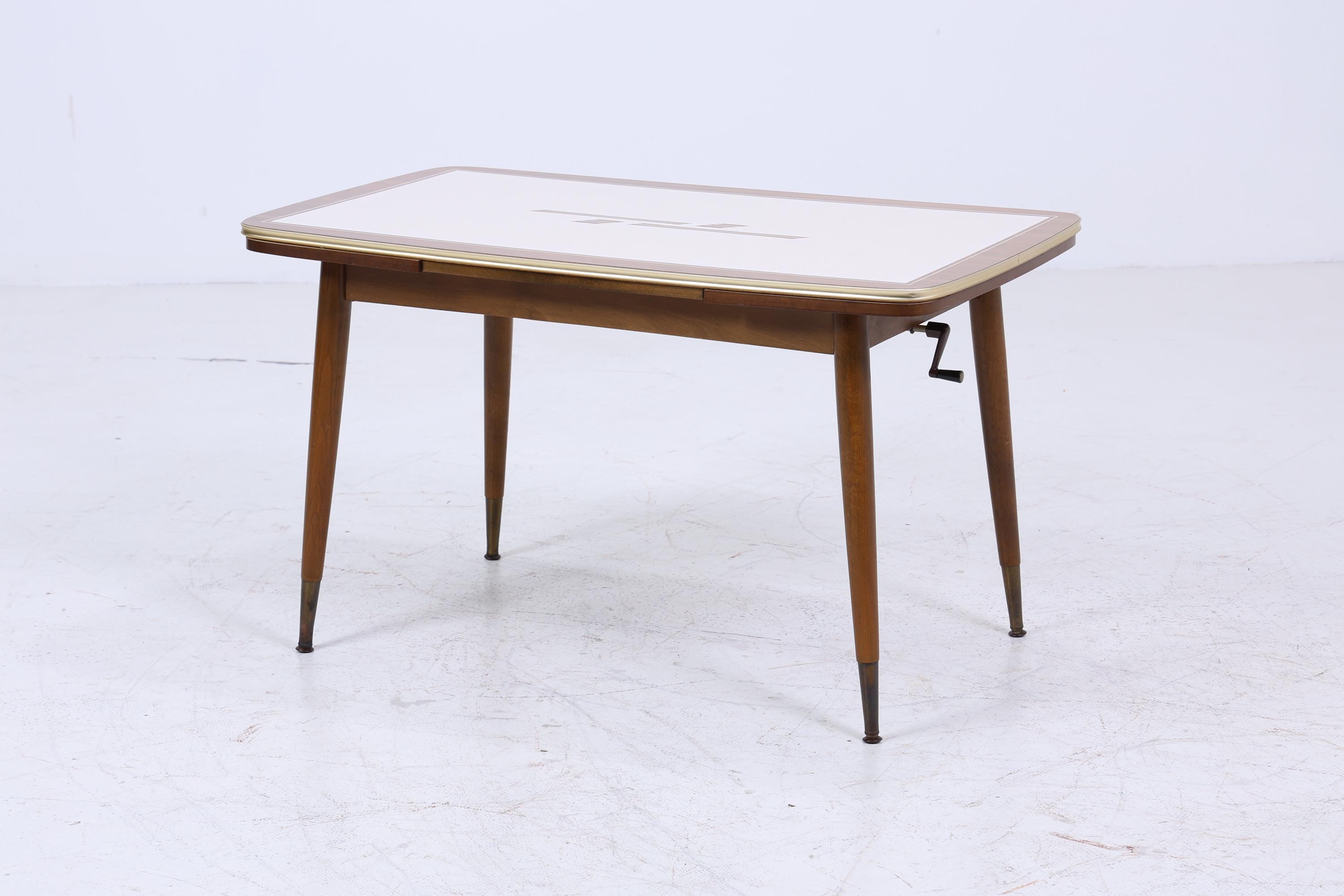 Vintage Kurbeltisch 60er Jahre | Mid Century ausziehbarer Esstisch Couchtisch Tisch Retro 70er Wohnzimmertisch