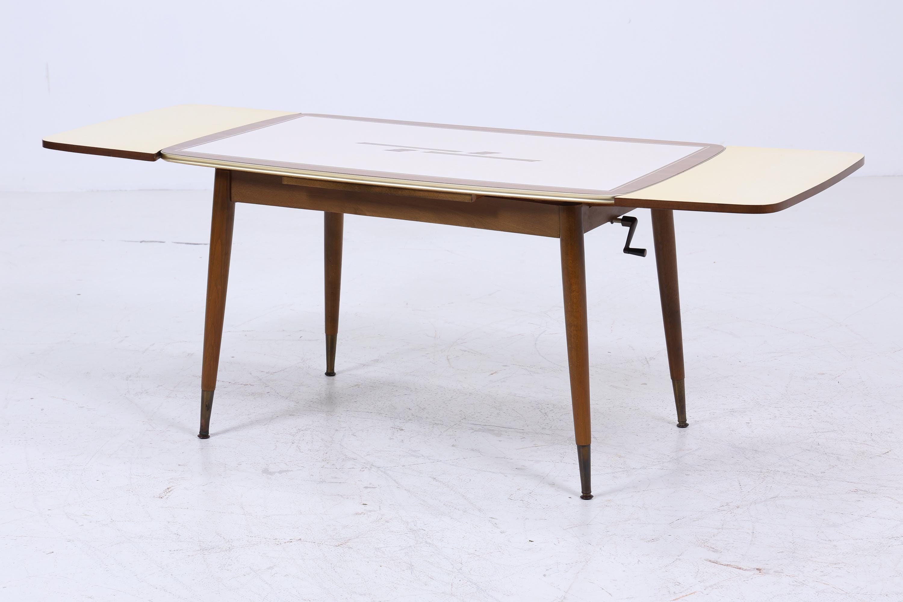 Vintage Kurbeltisch 60er Jahre | Mid Century ausziehbarer Esstisch Couchtisch Tisch Retro 70er Wohnzimmertisch